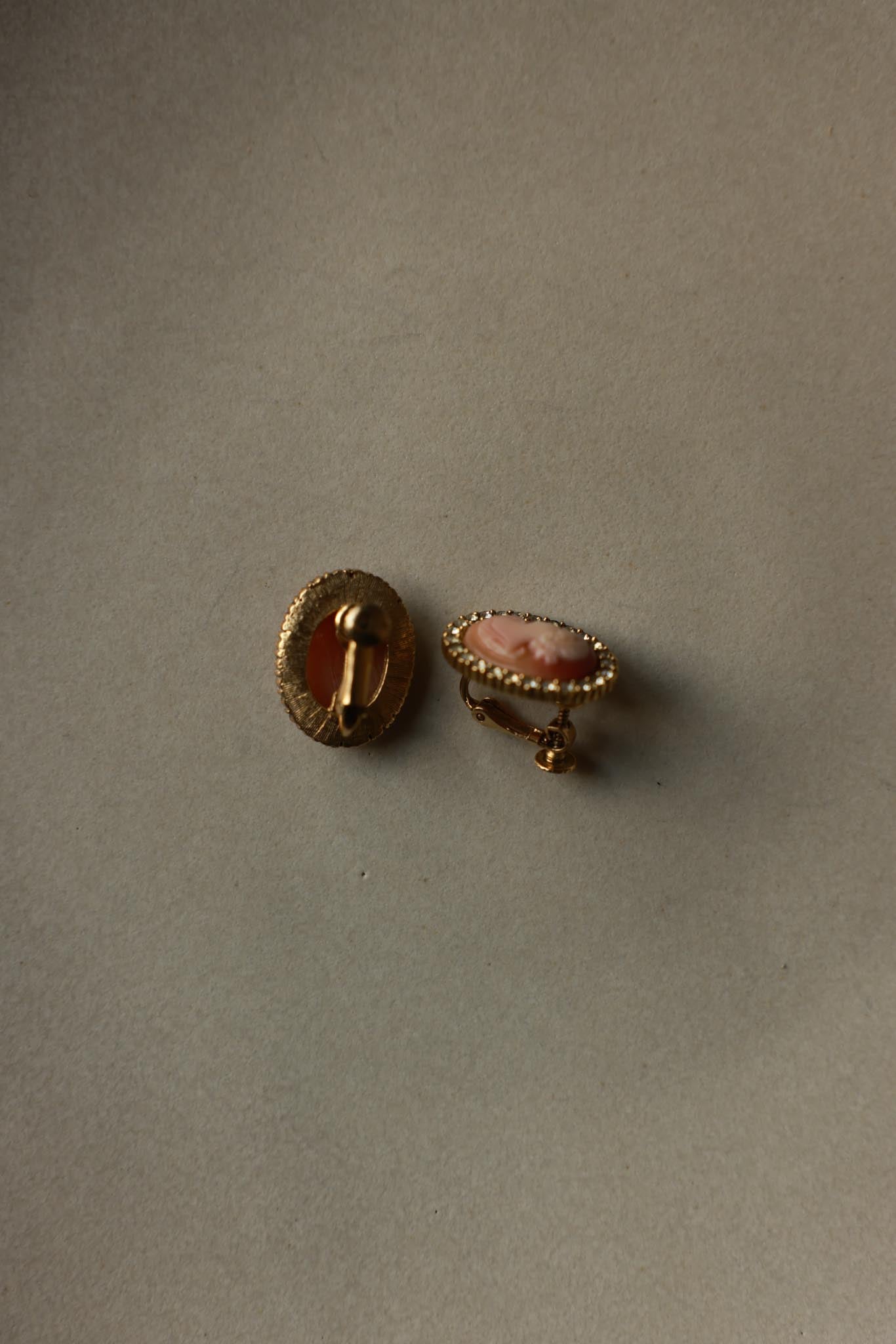 Cameo Rhinestone Clip-On Screw Back Earrings