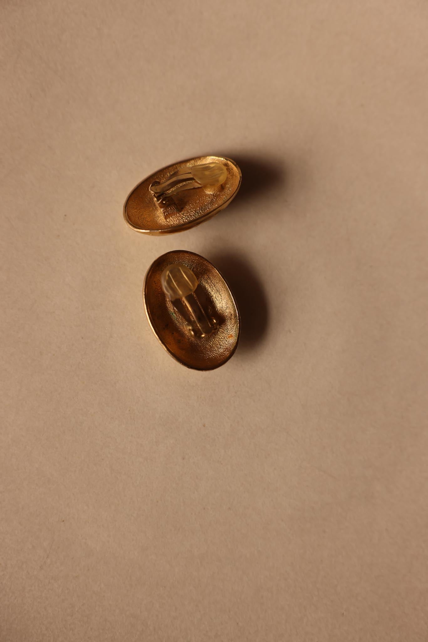 Gold-Tone Clip-On Earrings with Purple Centers