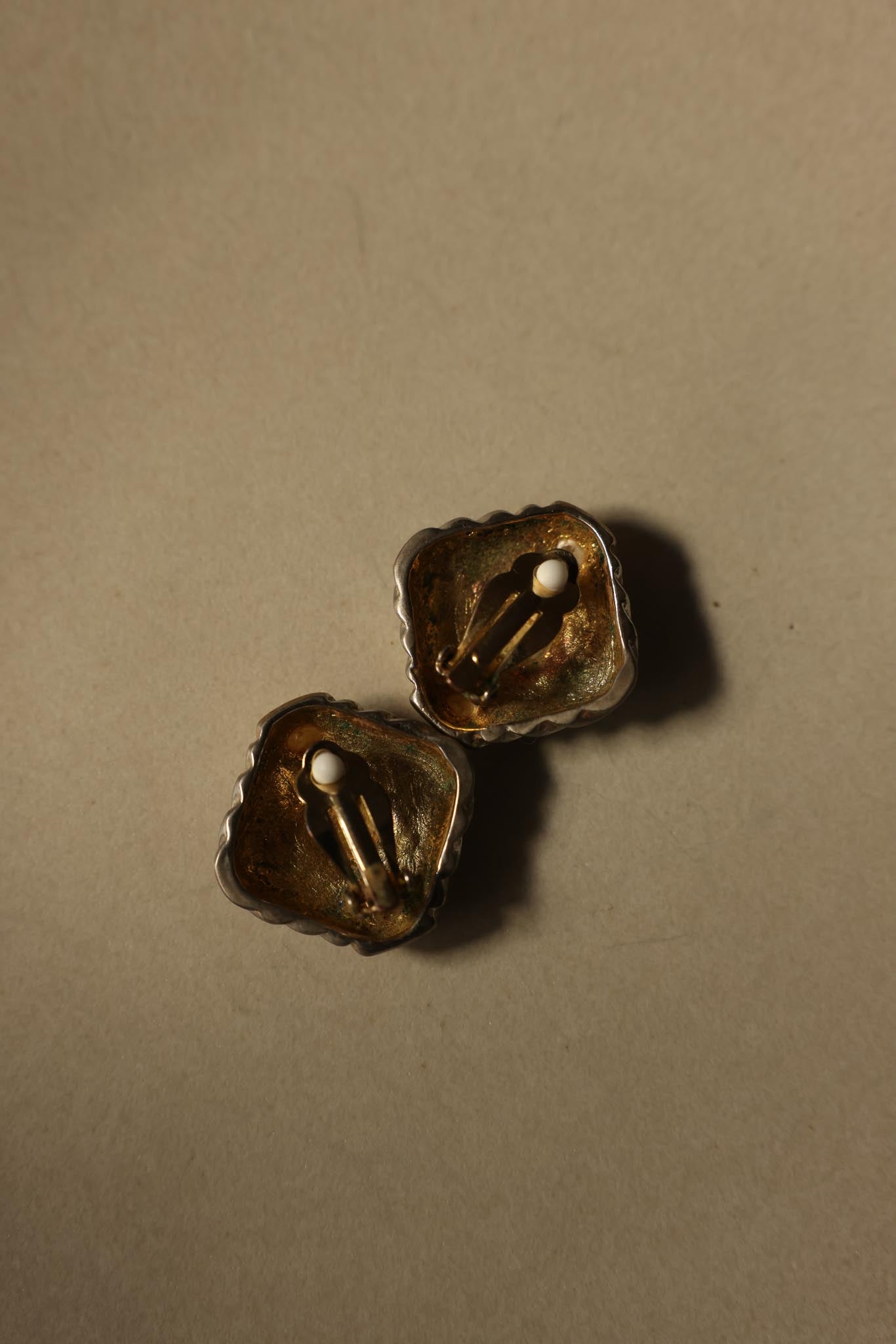 Roman Coin Pearl Clip-On Earrings