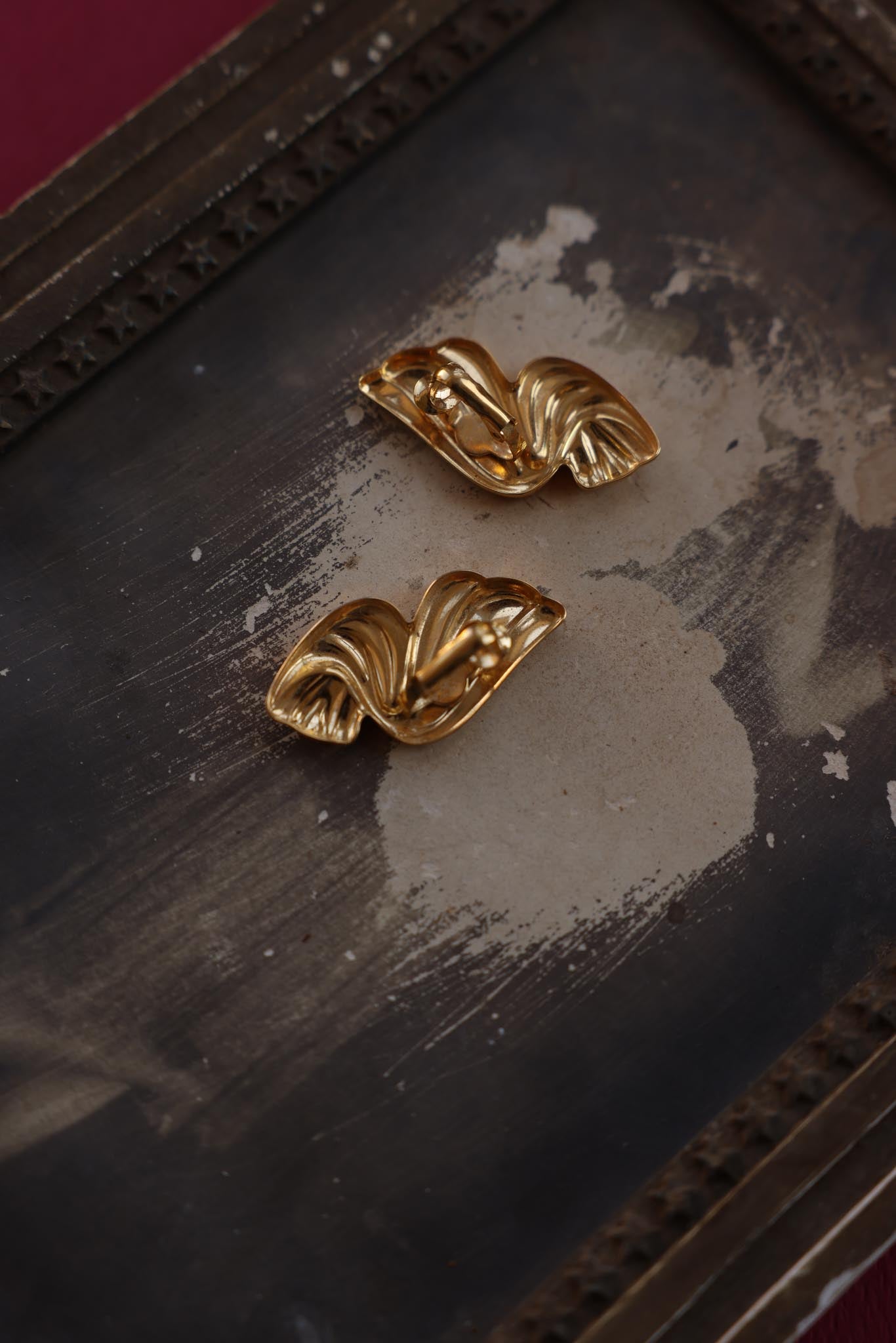 Golden Wave Clip On Earrings