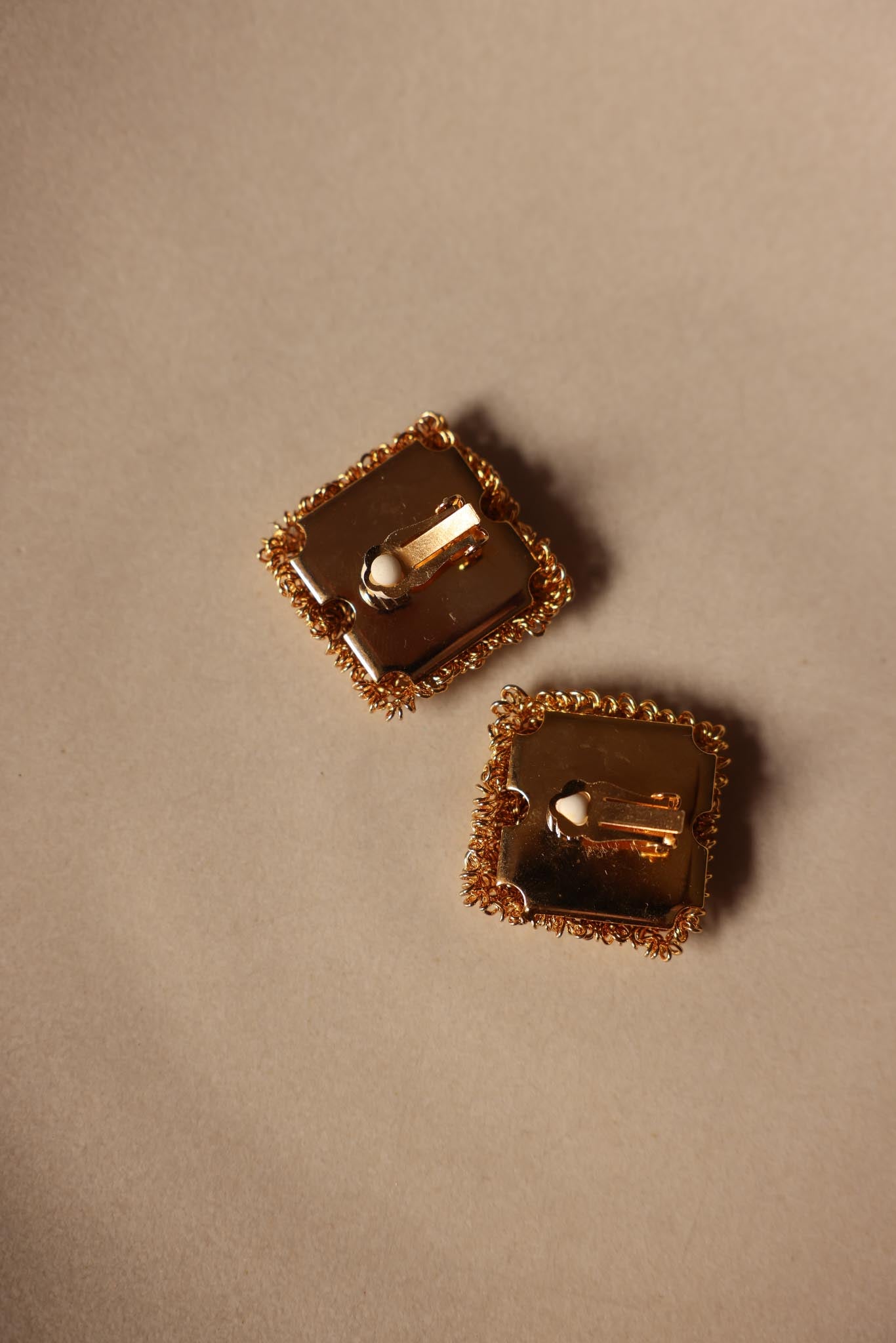 Gold-Tone Textured Square Clip-On Earrings