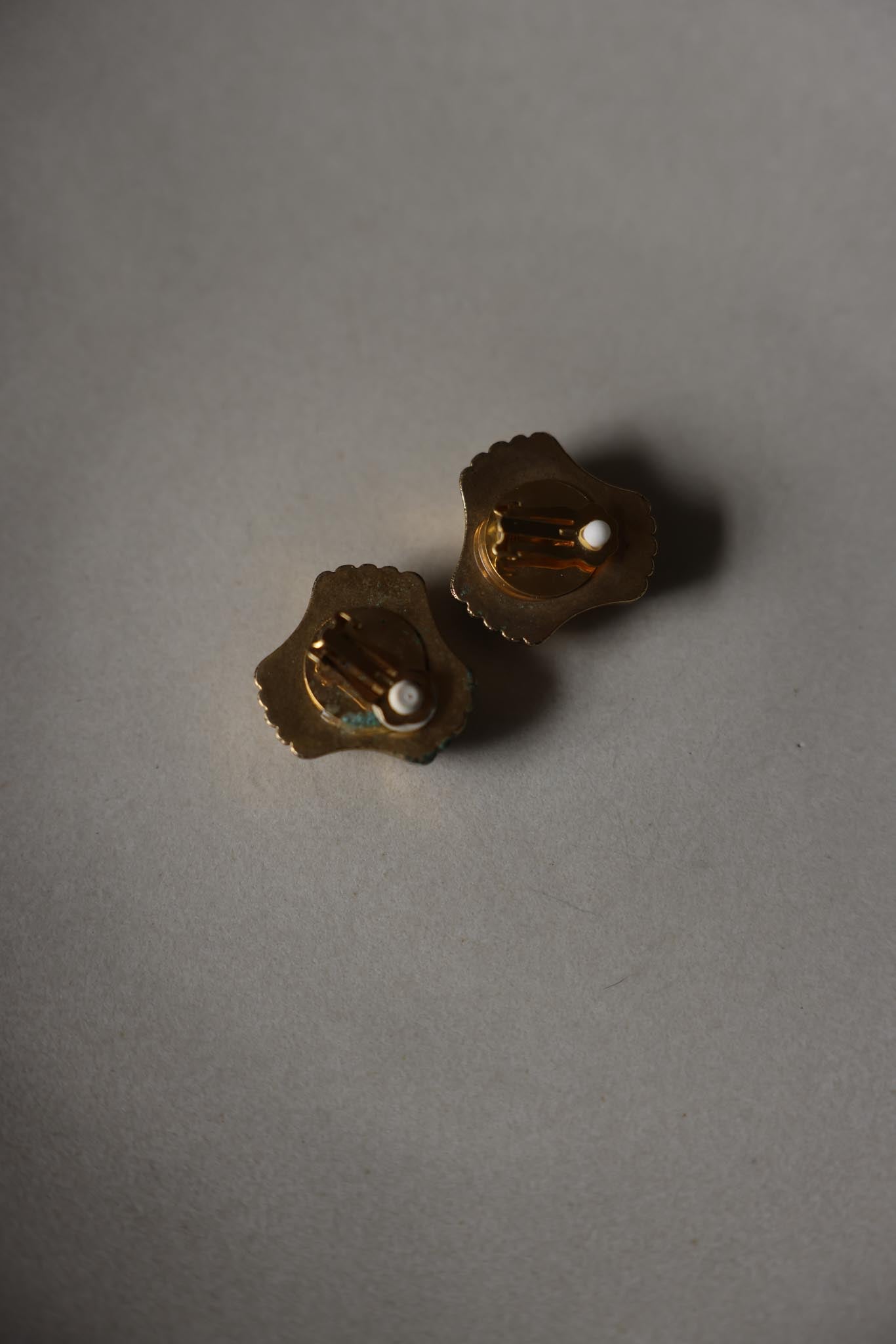 Sculptural Gold-Tone Clip-On Earrings|Vintage Baazaar