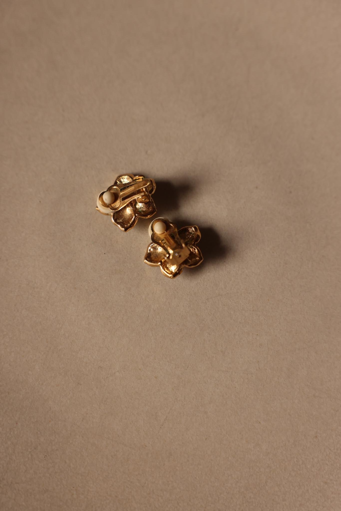 Gold-Tone Floral Clip-On Earrings with Faux Pearls (Avon)