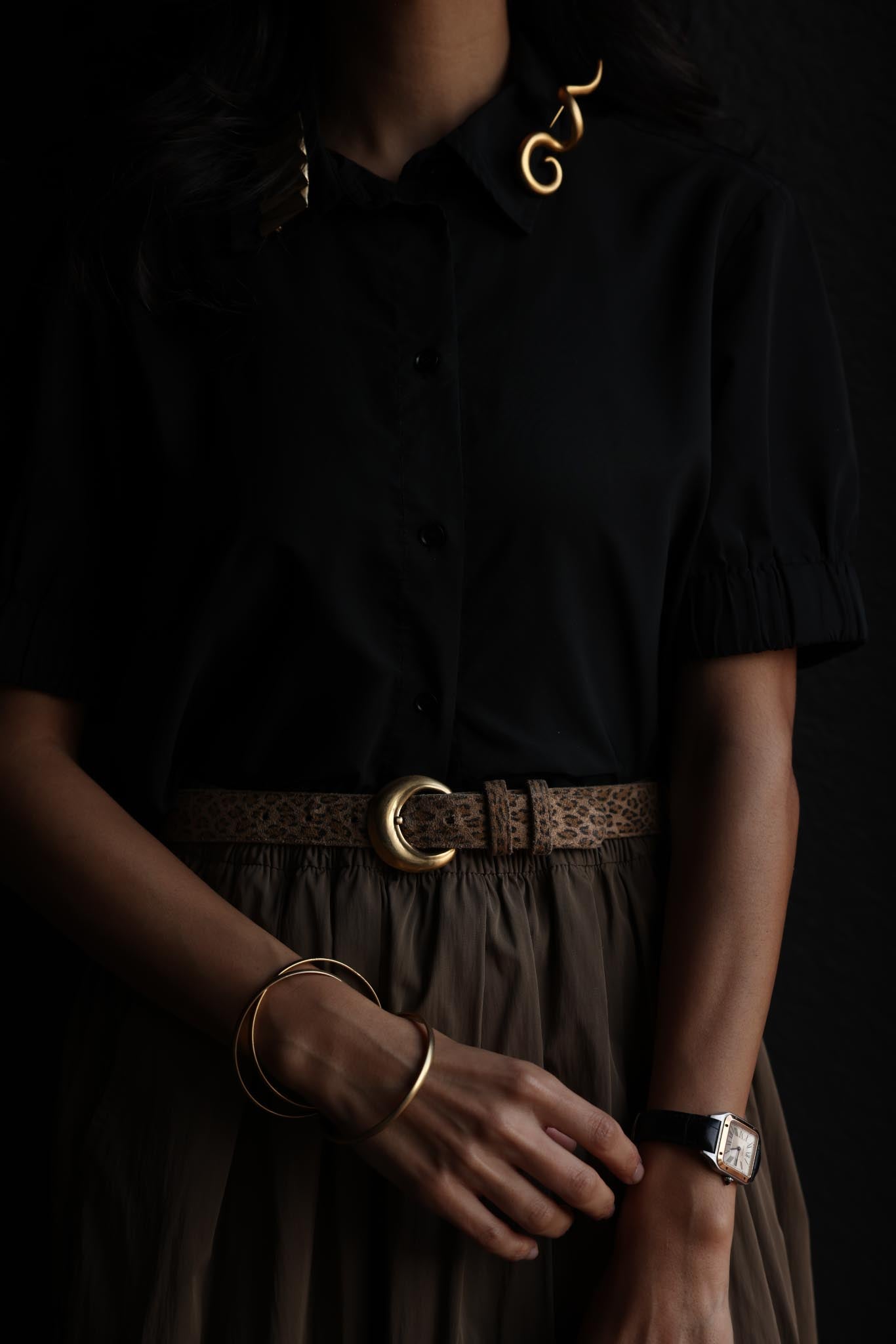 Vintage Leopard Print Belt with Matte Gold Buckle