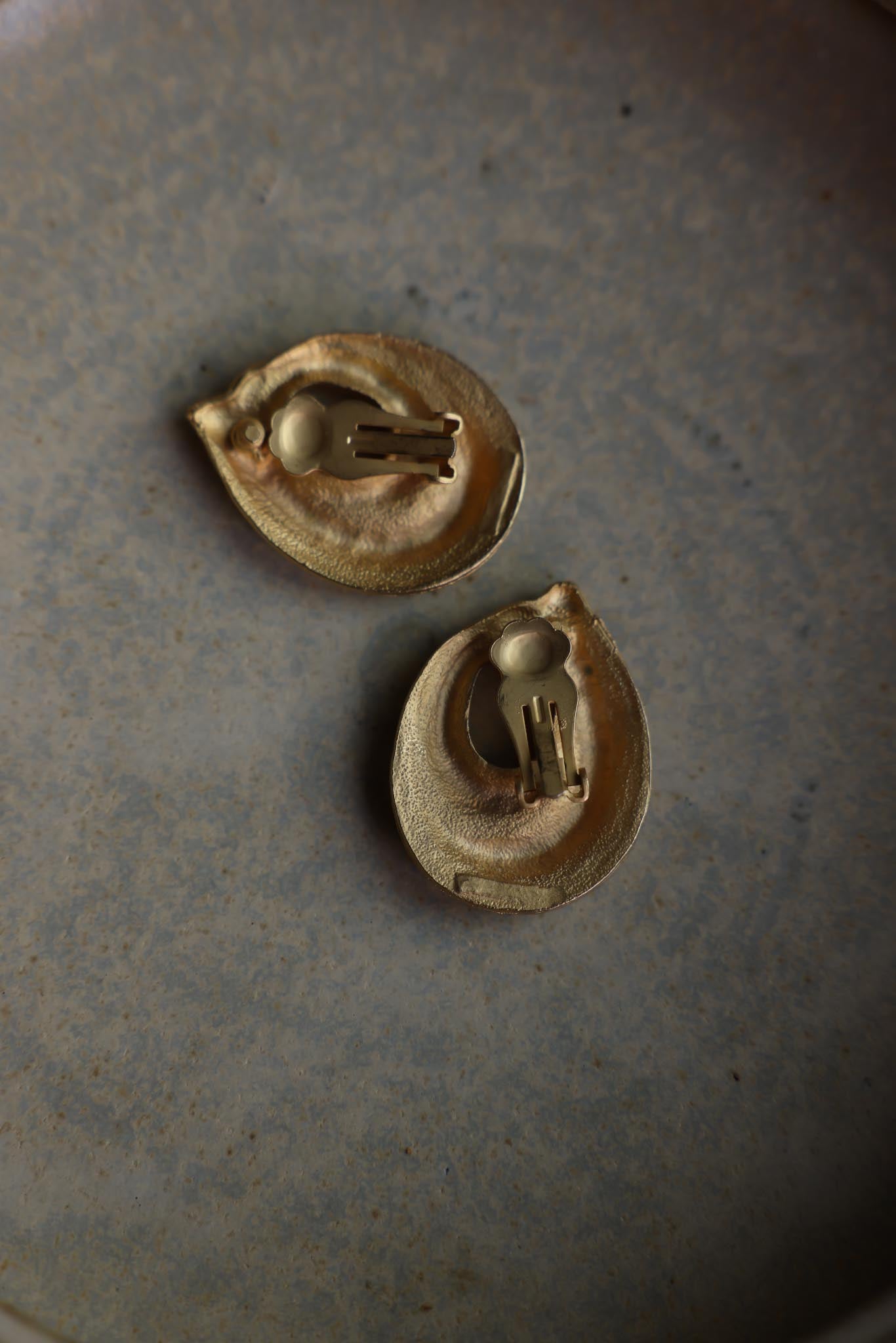 Matte Gold Sculptural Clip-On Earrings