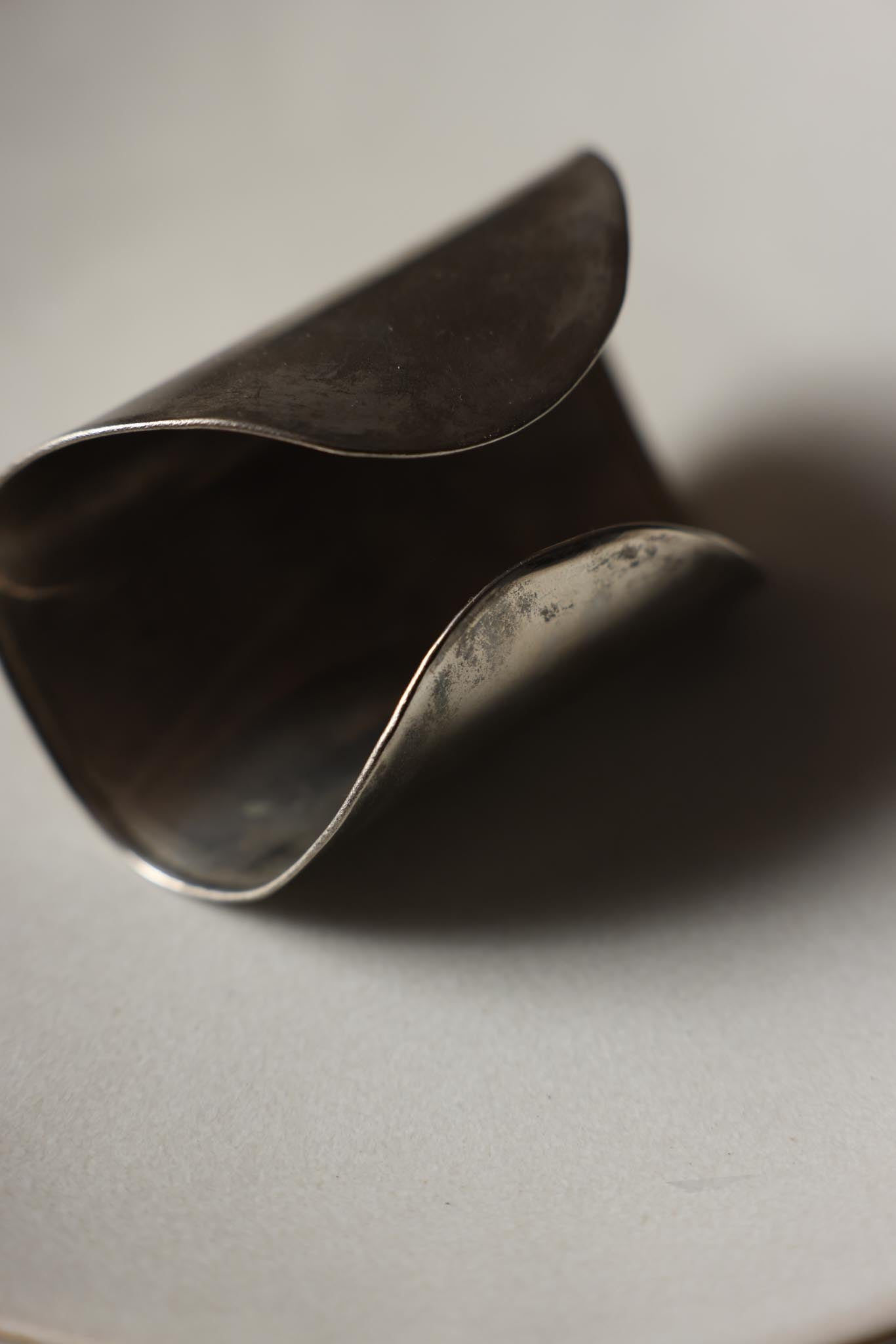 Silver Tone Cuff Bracelet with Light Blue Glass Stone|Vintage Baazaar