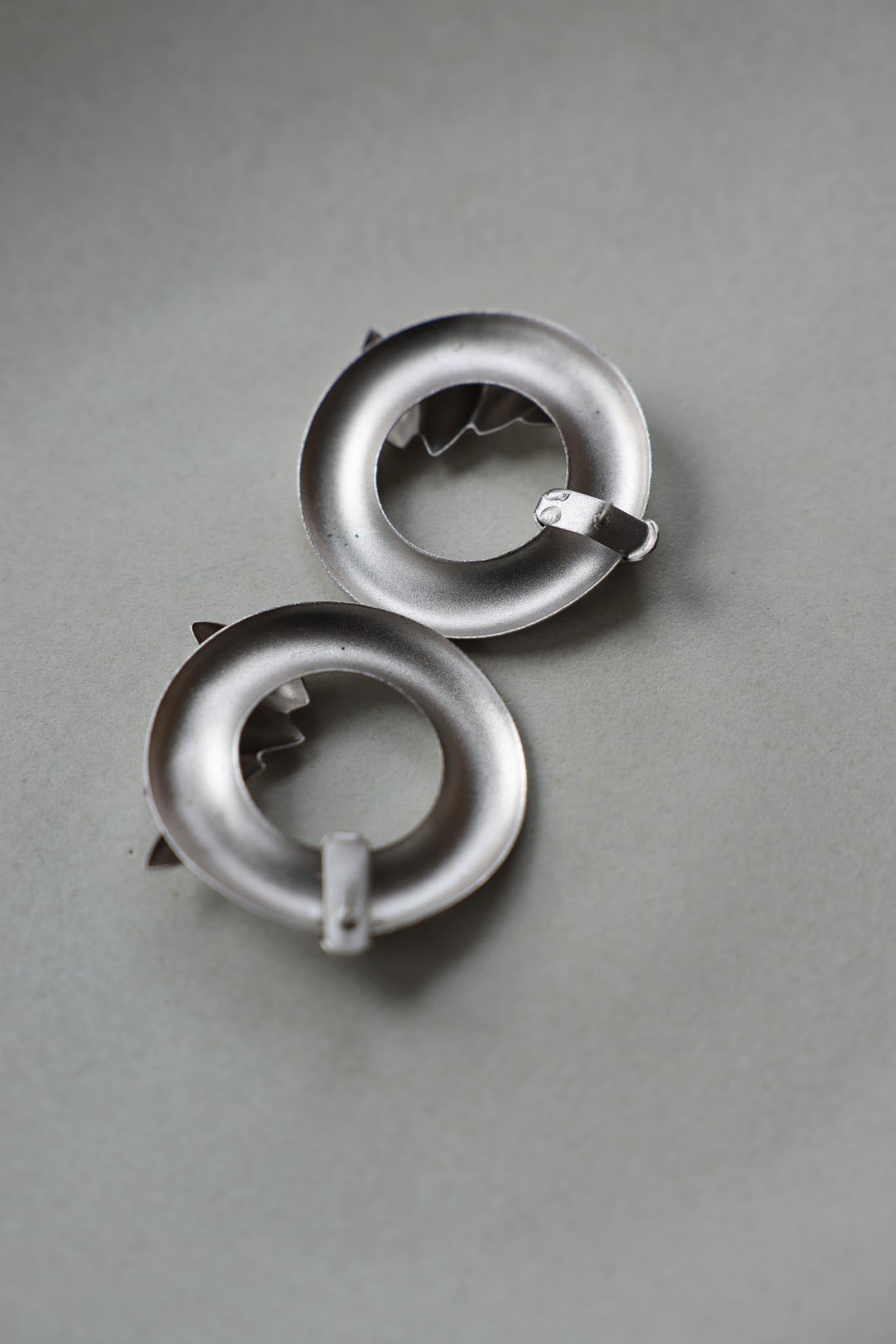 Silver-Tone Sculptural Pierced Earrings|Vintage Baazaar
