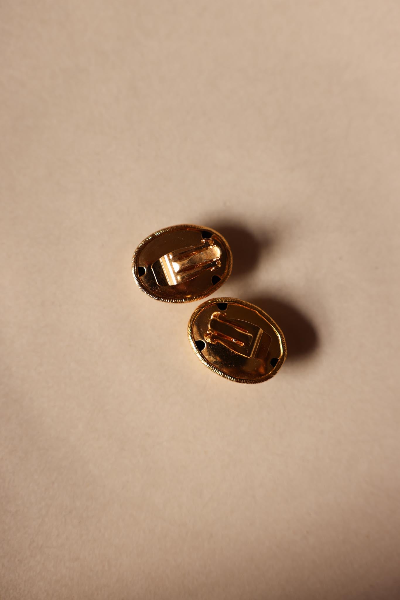 Textured Oval Gold-Tone Clip-On Earrings