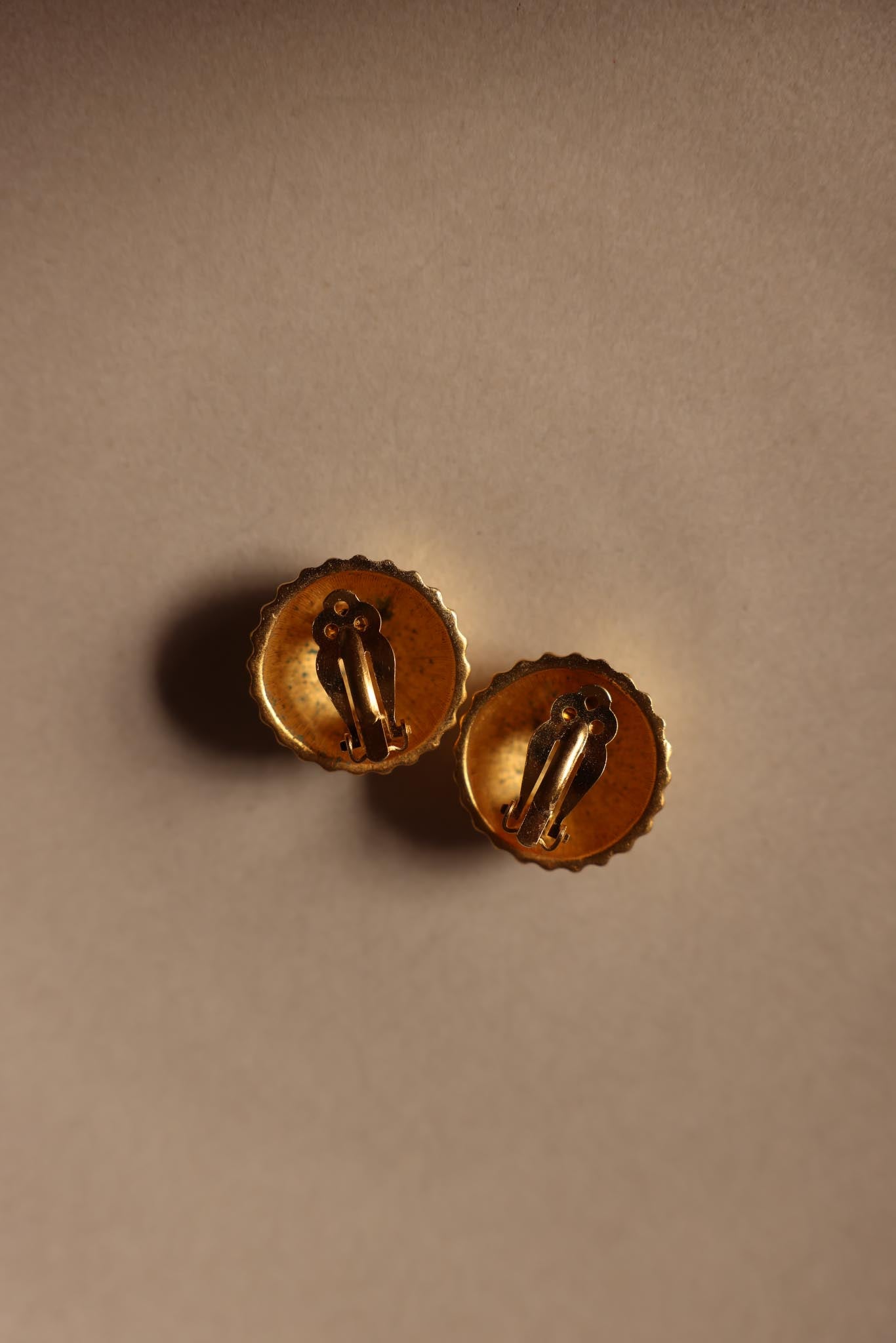Matte Gold Clip-On Earrings with Ridged Dome Design