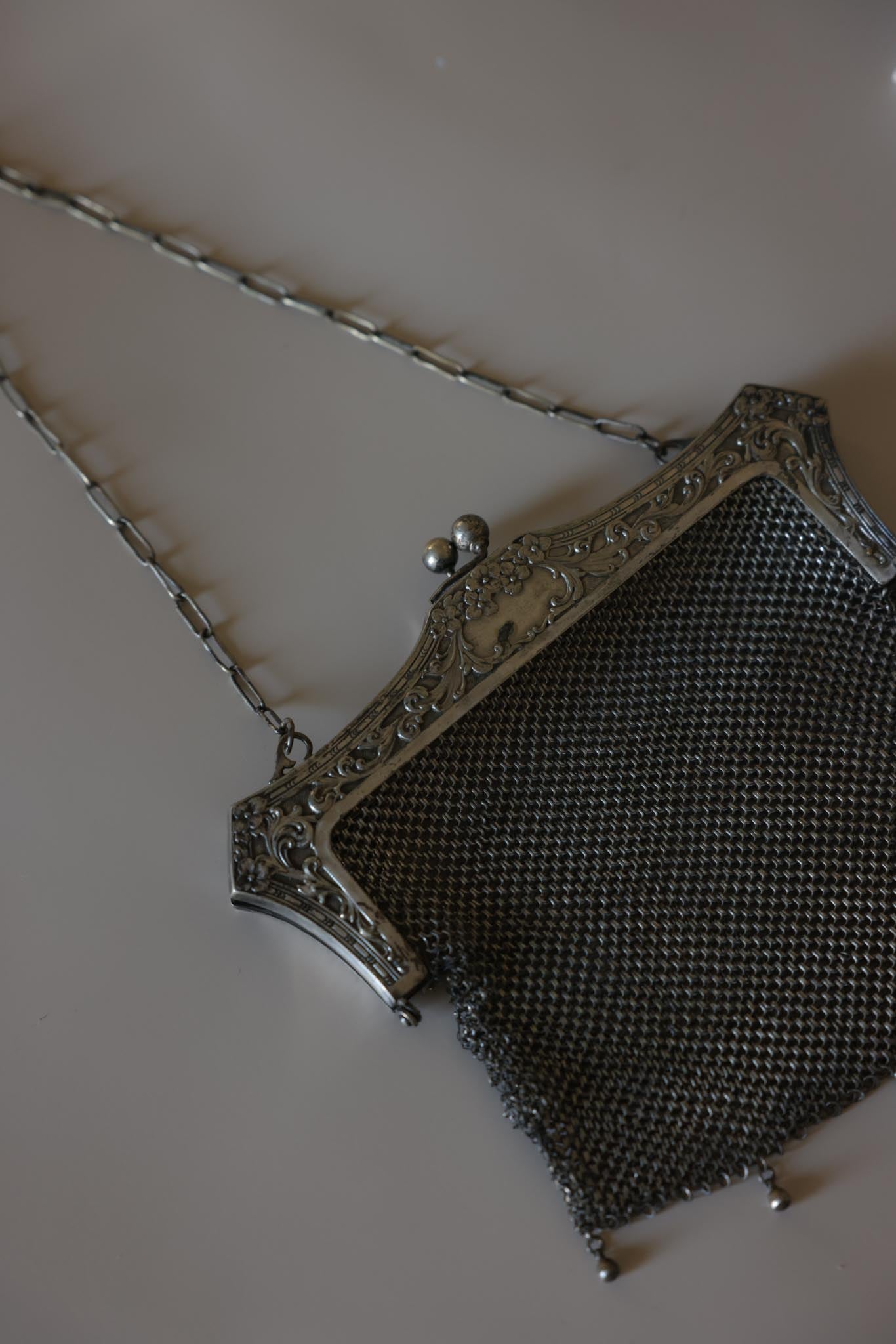 Antique Edwardian Silvertone Mesh Evening Bag | 1920s
