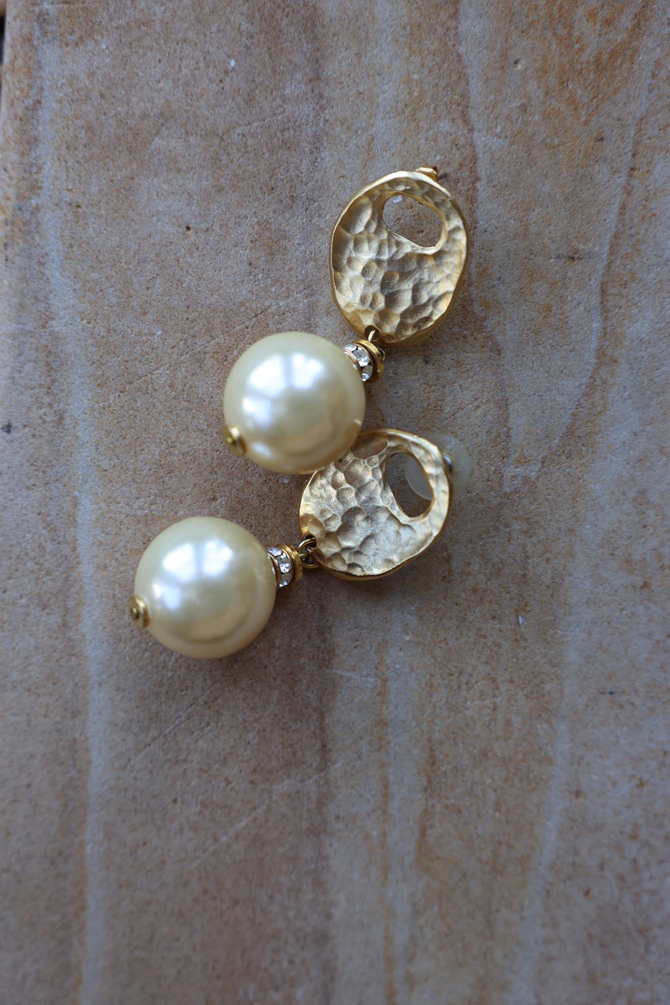 Golden Pearl Drop Earrings|Vintage Baazaar
