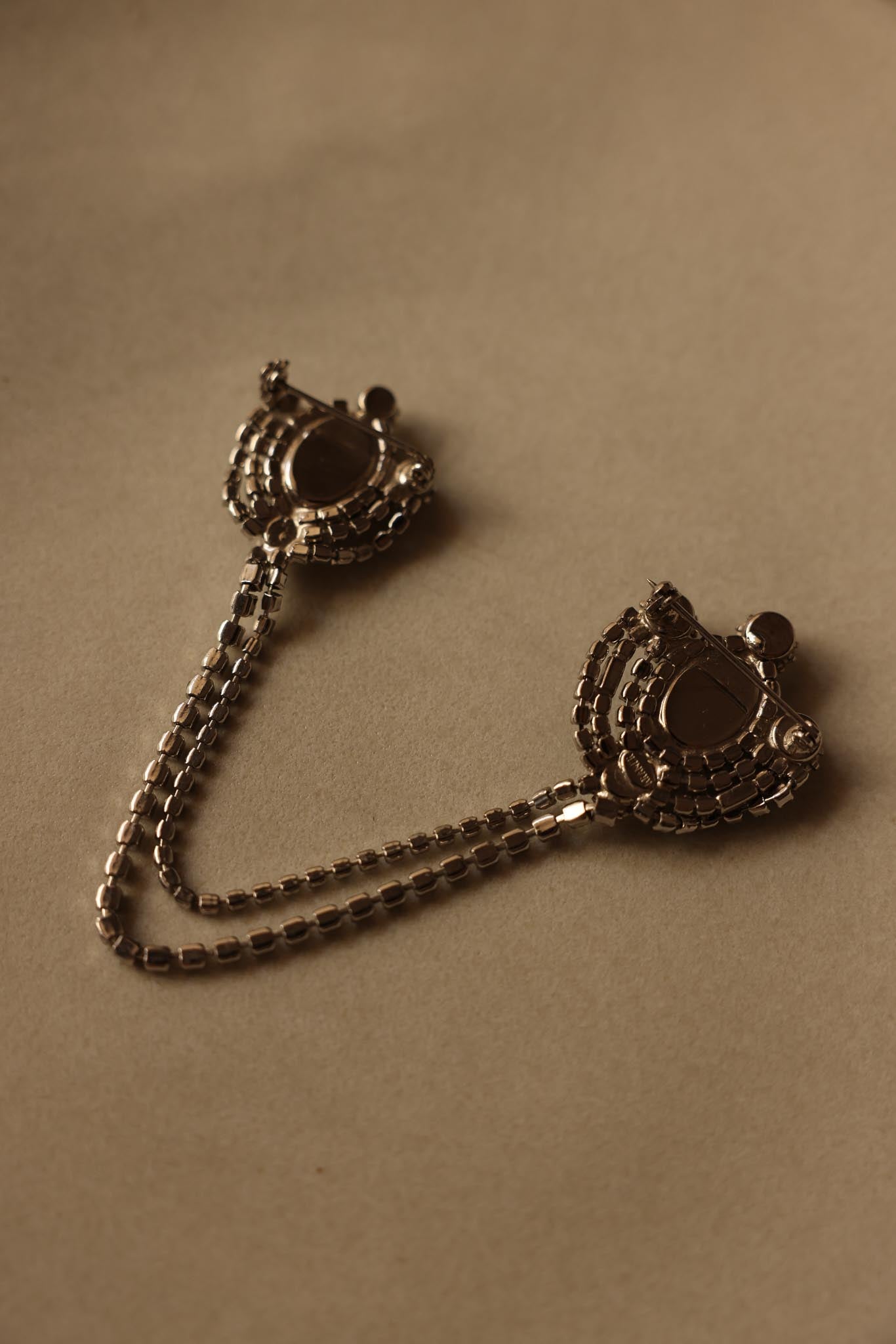 Kramer Chain Brooch with Clear Rhinestones
