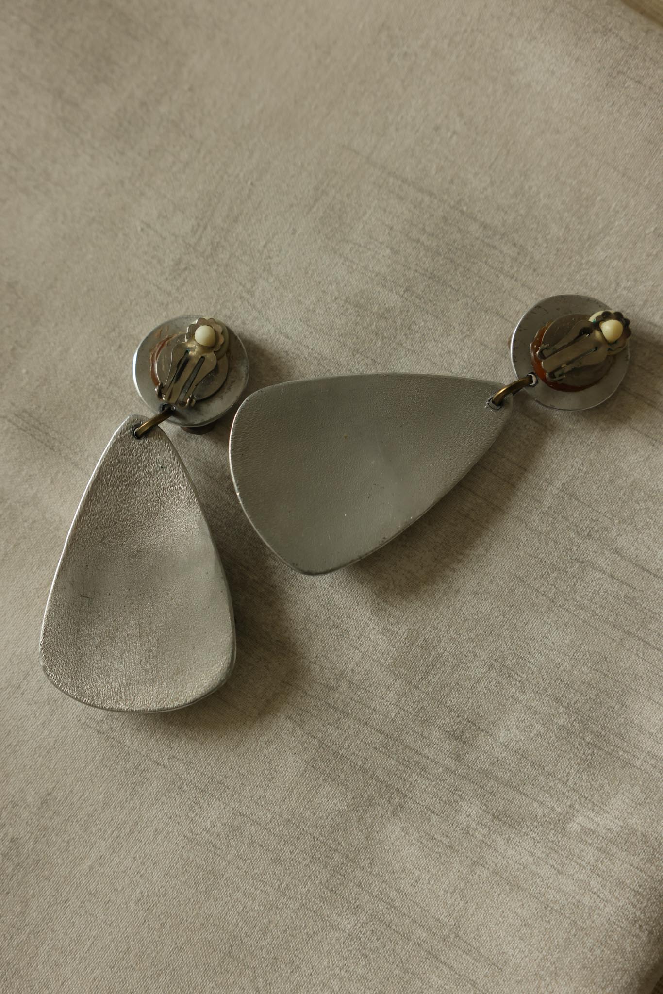 Silver-Tone Drop Clip-On Earrings with Turquoise-Style Glass