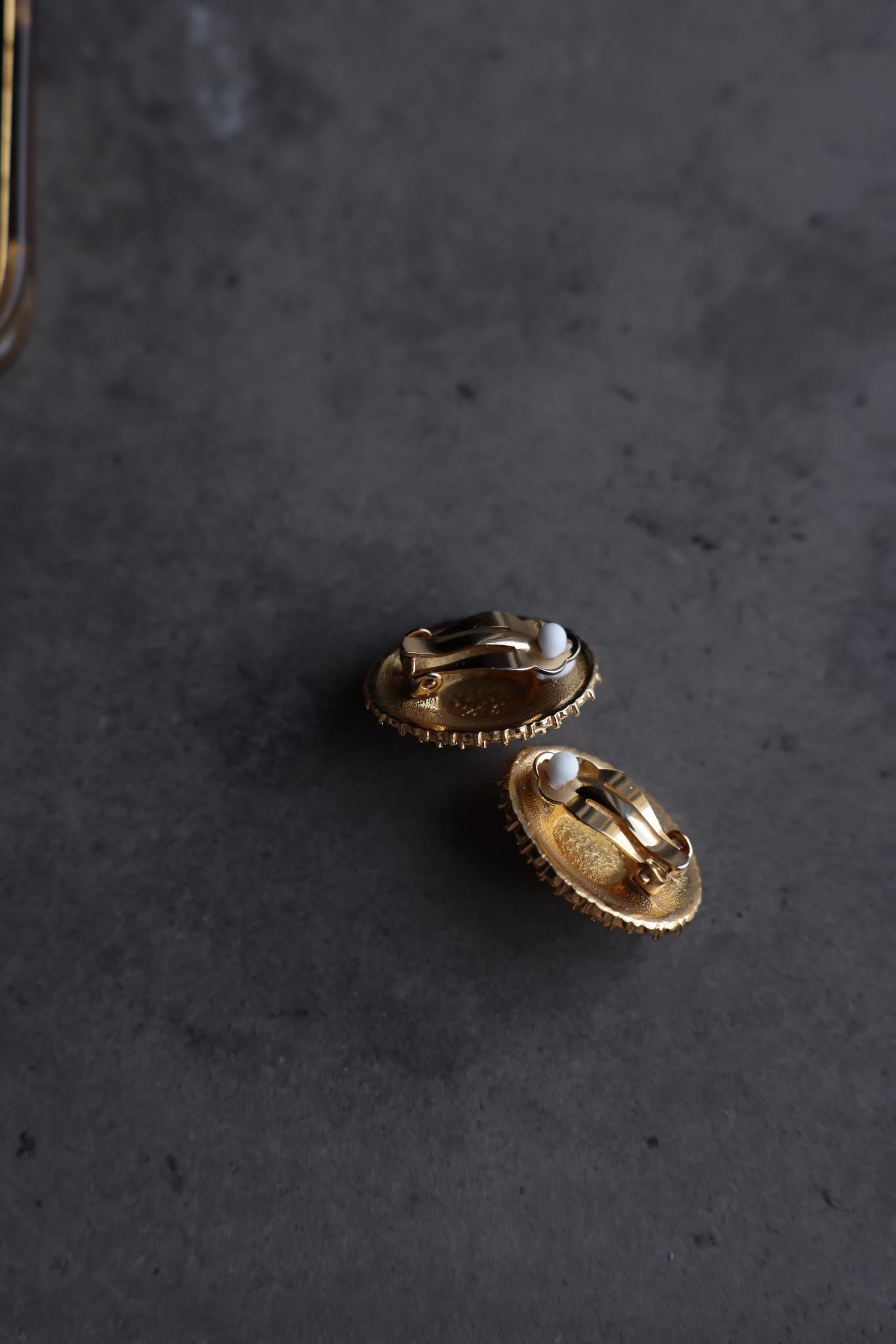 Oval Rhinestone Clip-On Earrings with Faux Pearl Centers