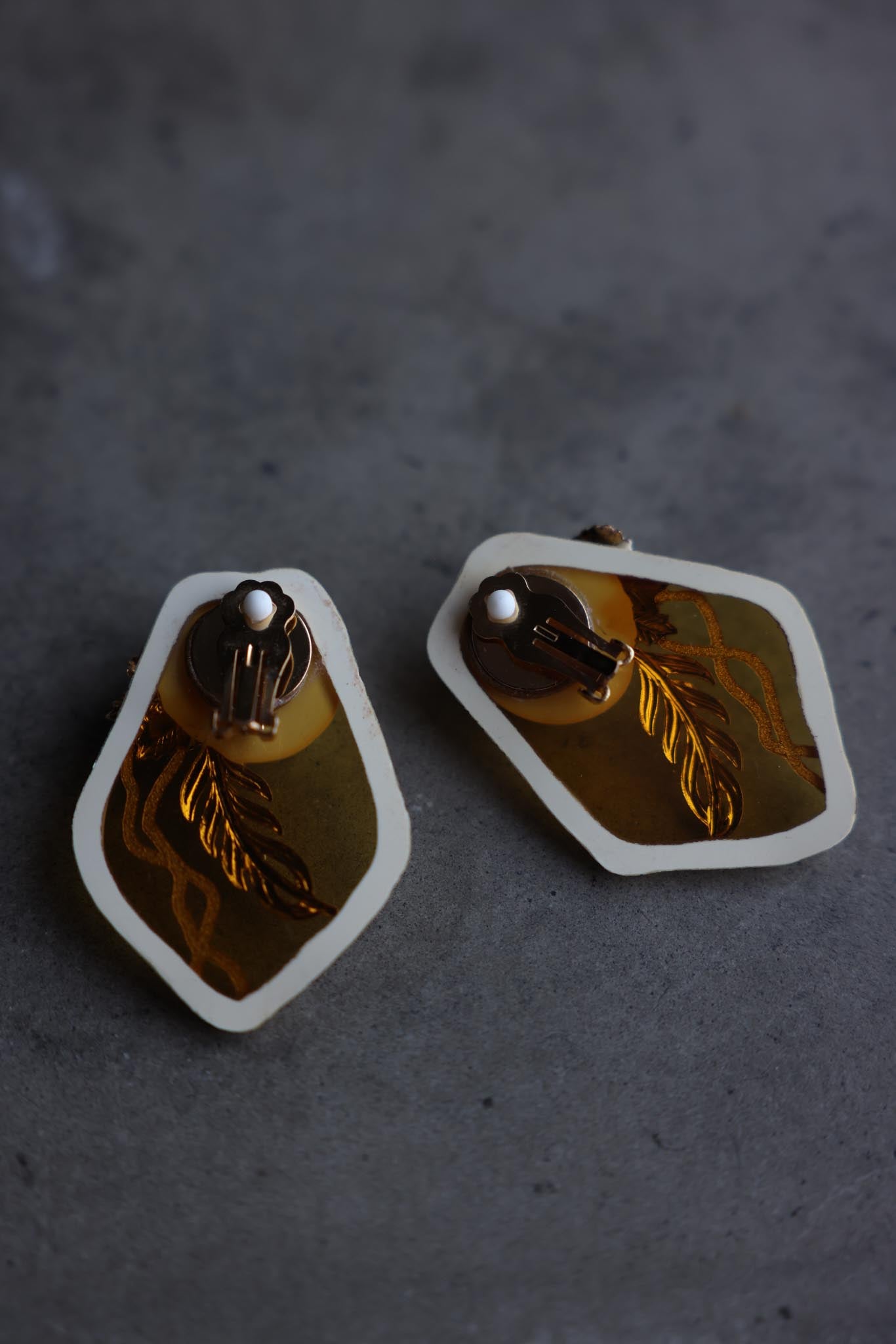 White and Gold-Tone Faux Pearl Leaf Clip-On Earrings