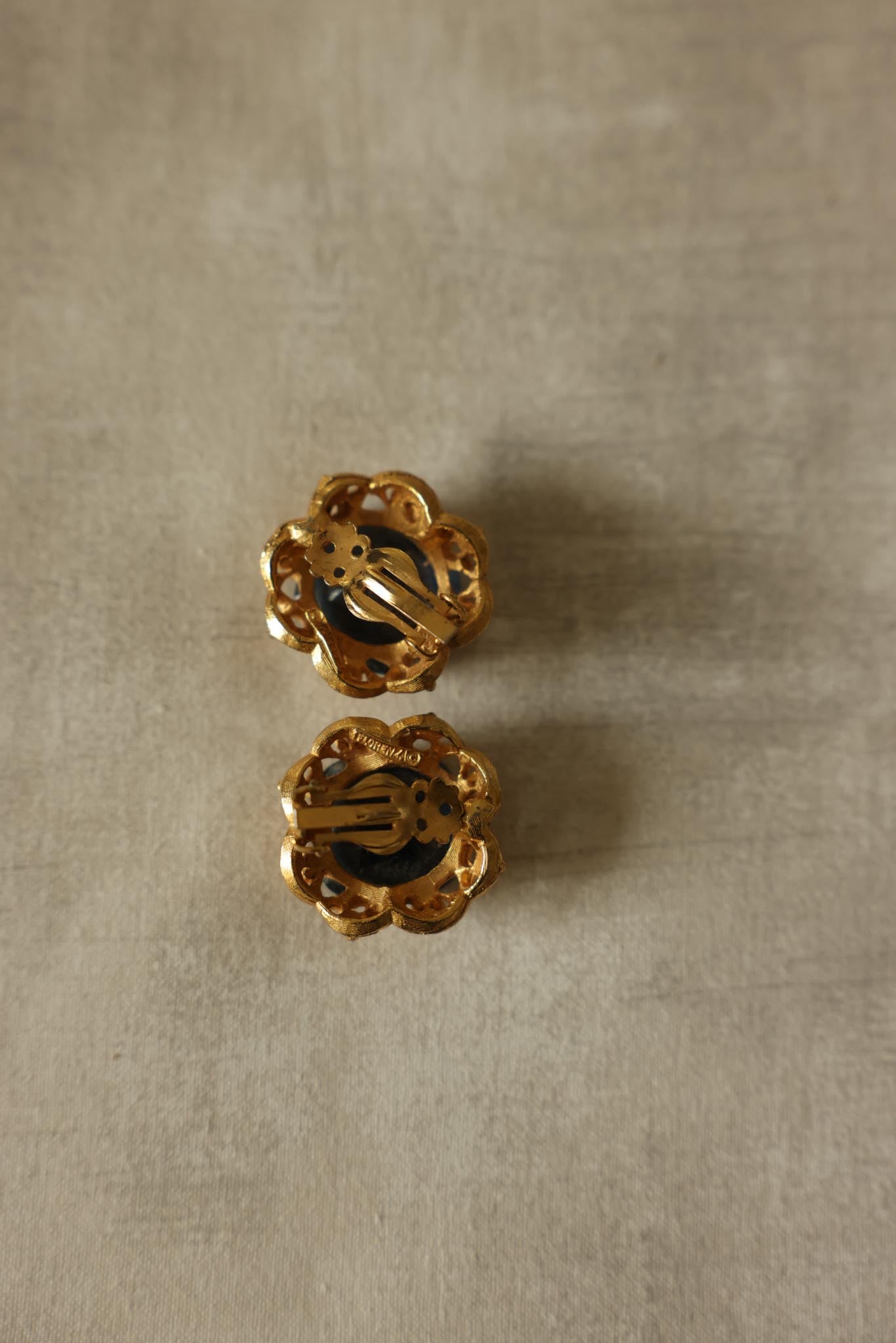 Florenza Gold-Tone Clip-On Earrings with Blue Glass