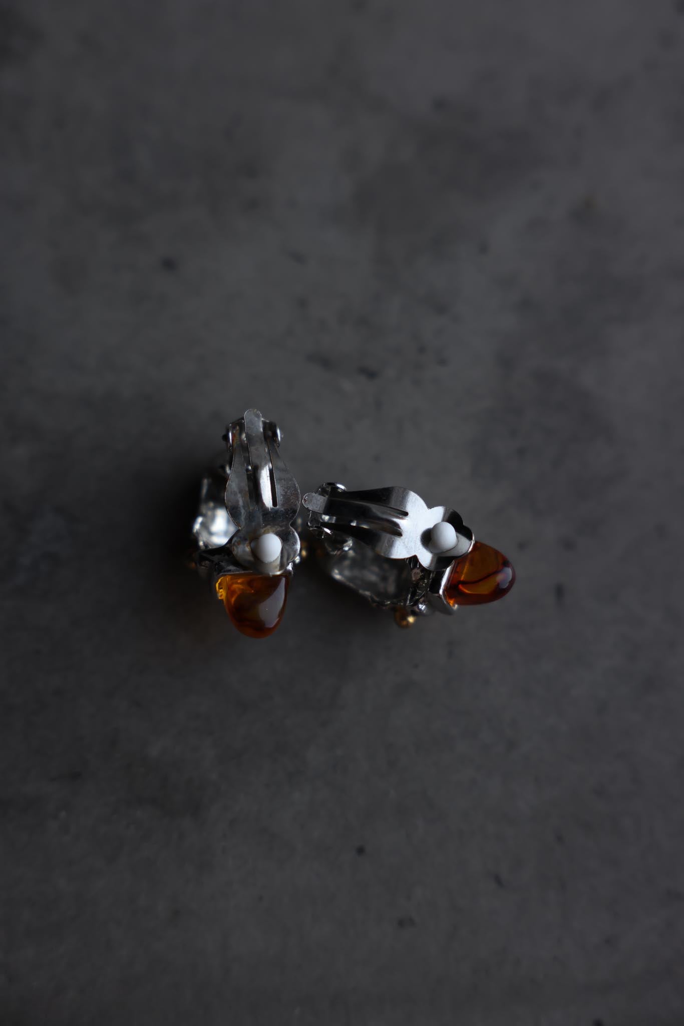 Two-Tone Amber Clip-On Earrings