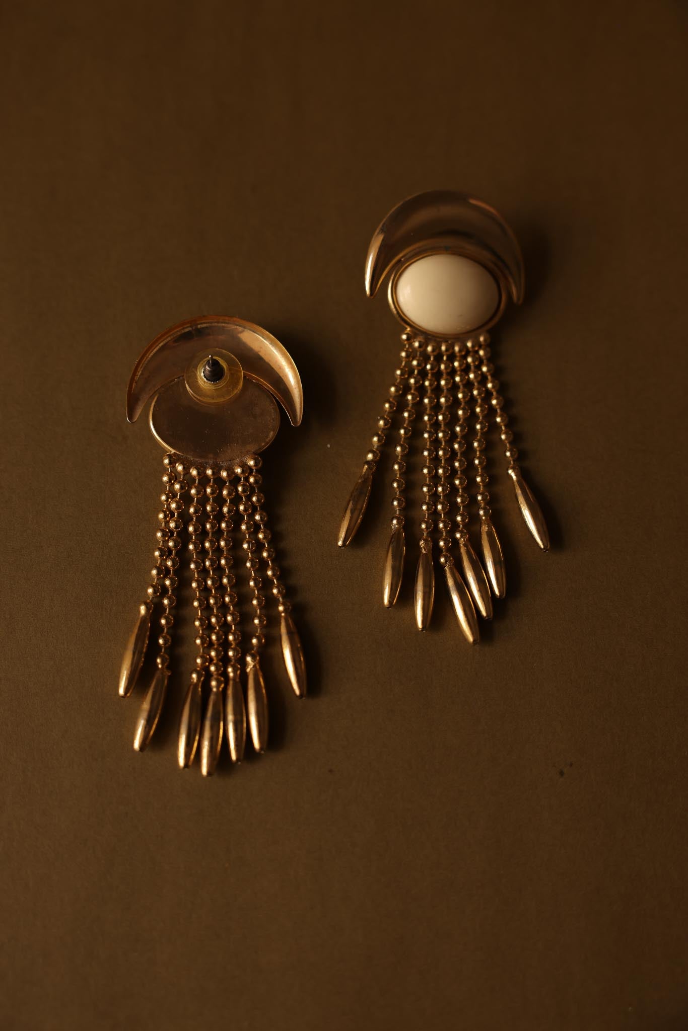 Crescent Fringe Drop Earrings|Vintage Baazaar