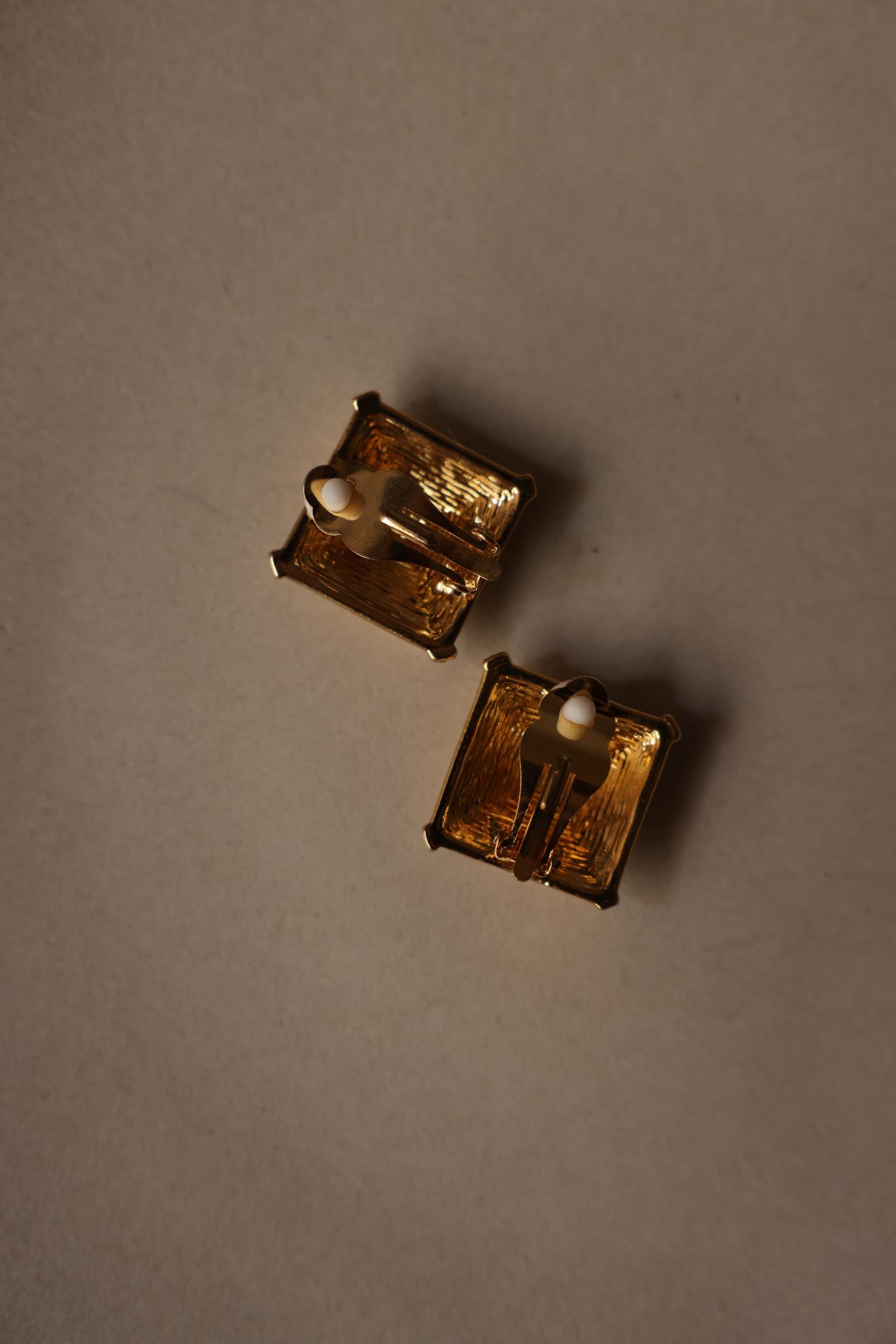 Square Black Rhinestone Clip-On Earrings