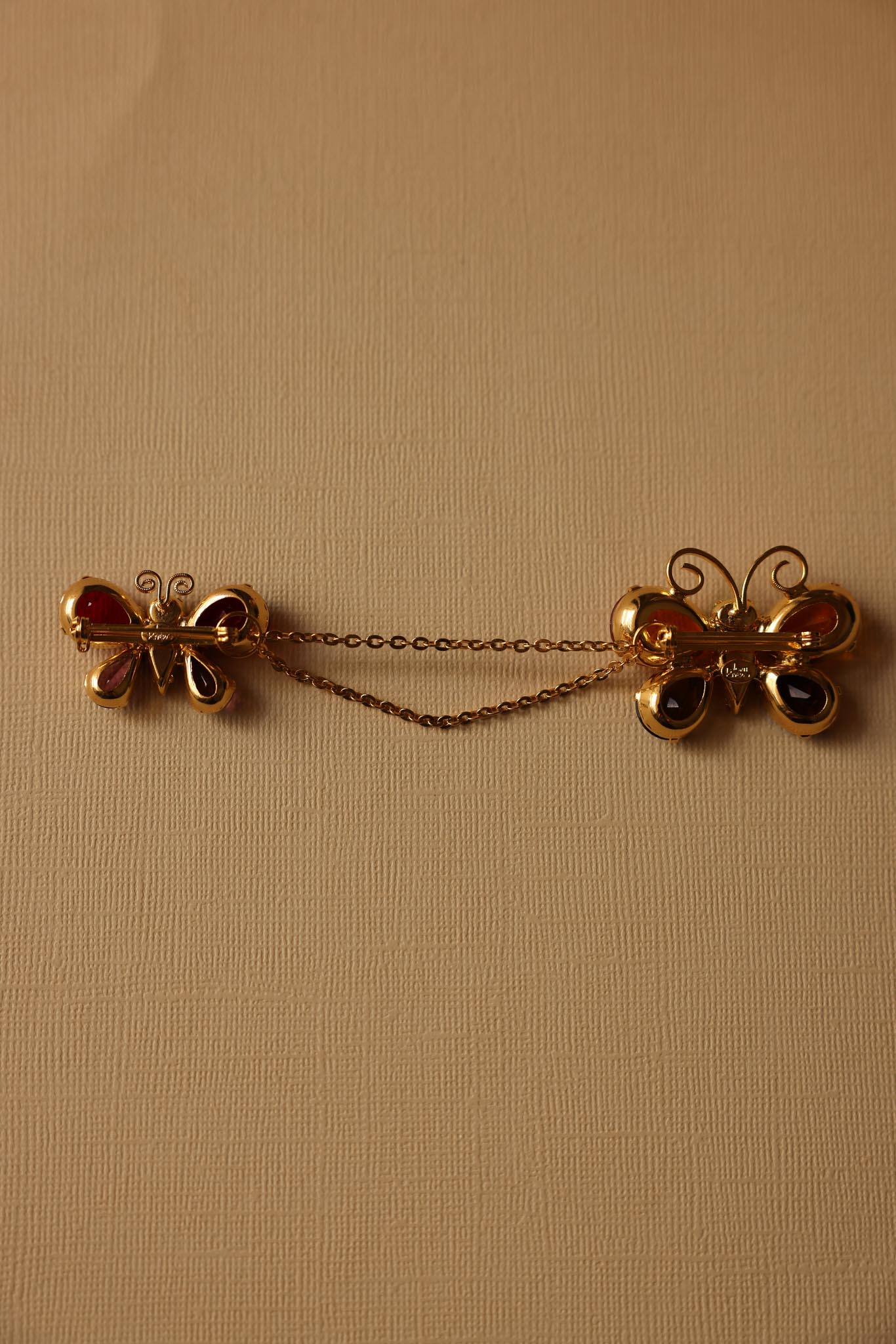 Joan Rivers Butterfly Chain Brooch with Multicolor Crystals|Vintage Baazaar