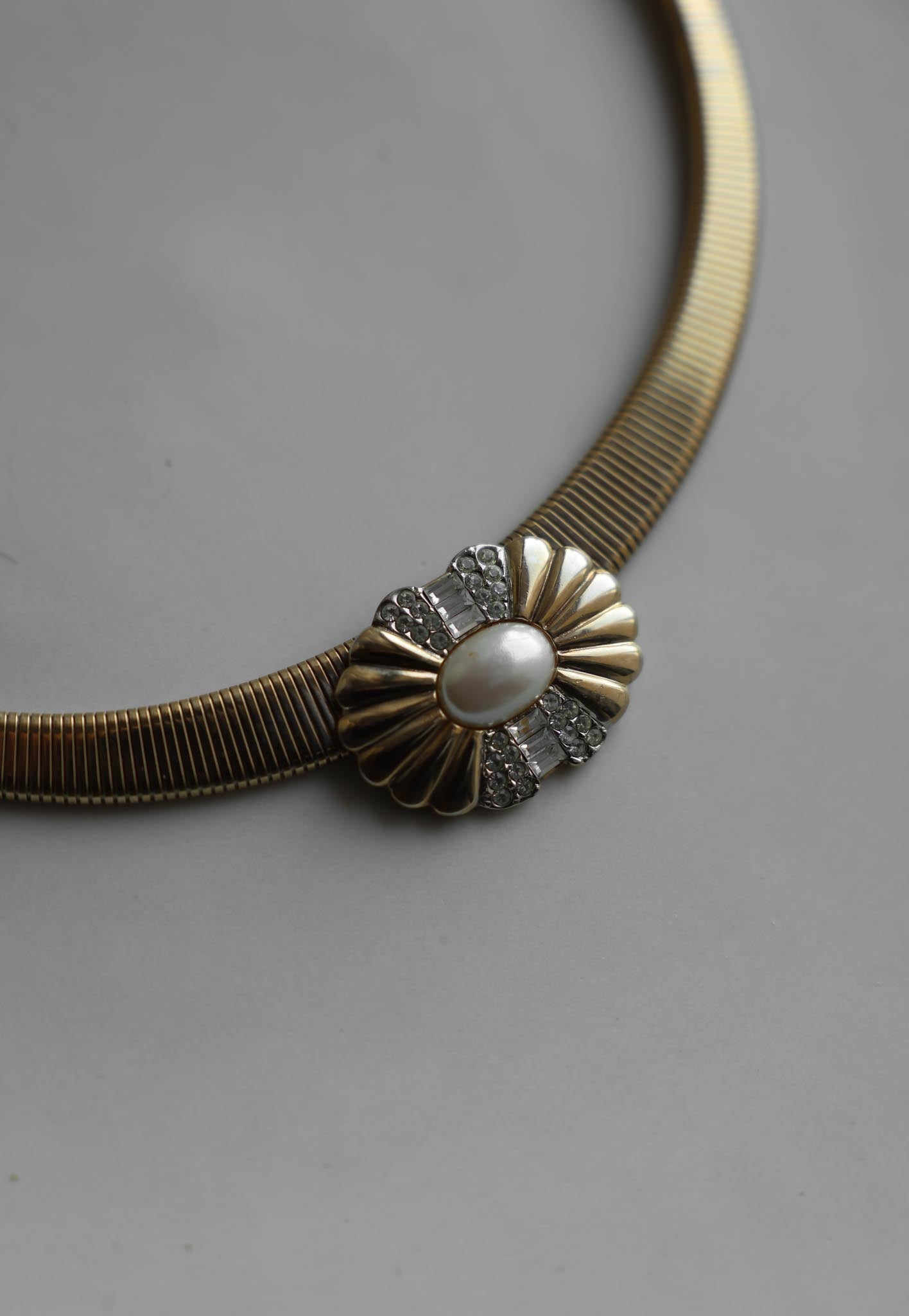 Gold-Tone Omega Chain Necklace|Vintage Baazaar