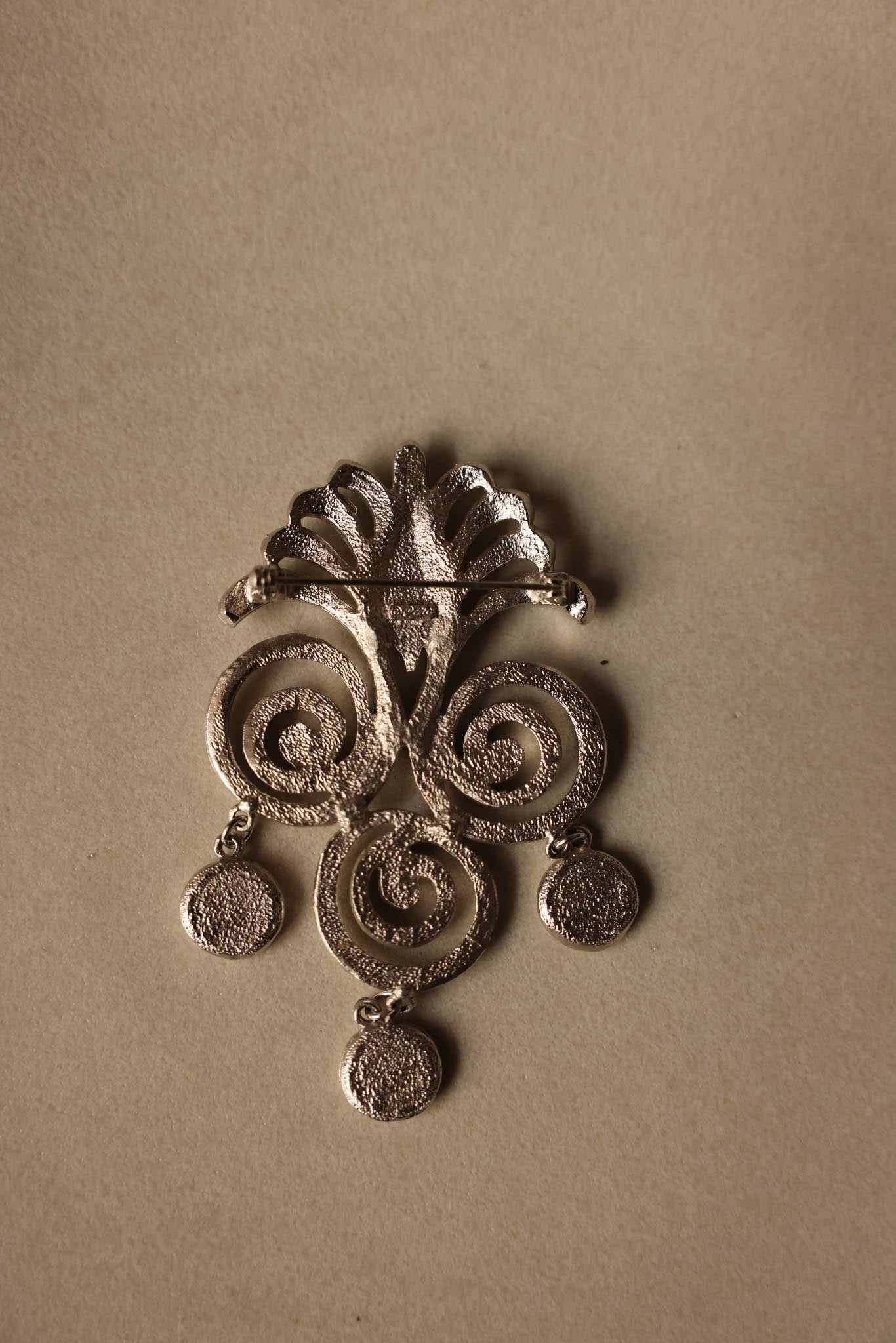 Coro silver-Tone Spiral Drop Brooch