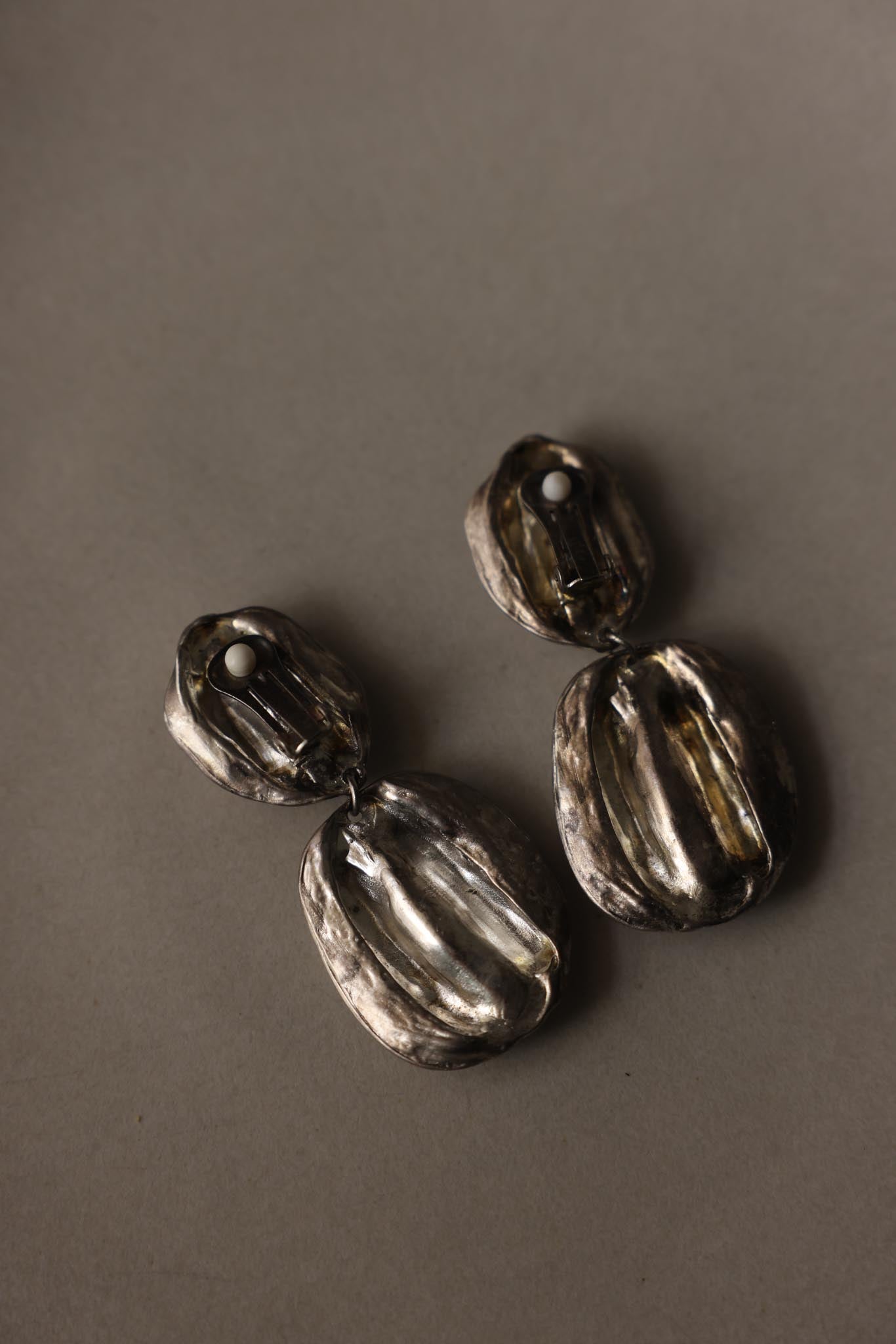 Silvertone Sculptural Ribbed Clip-On Statement Earrings