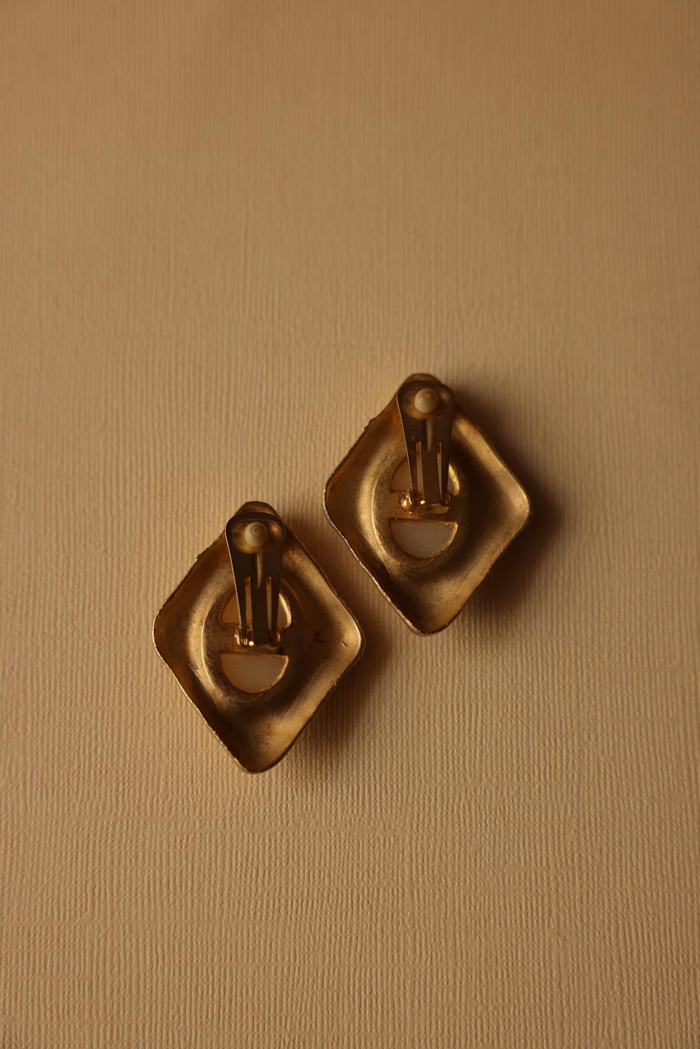 Geometric Ripple Clip-On Earrings with Faux Pearls|Vintage Baazaar