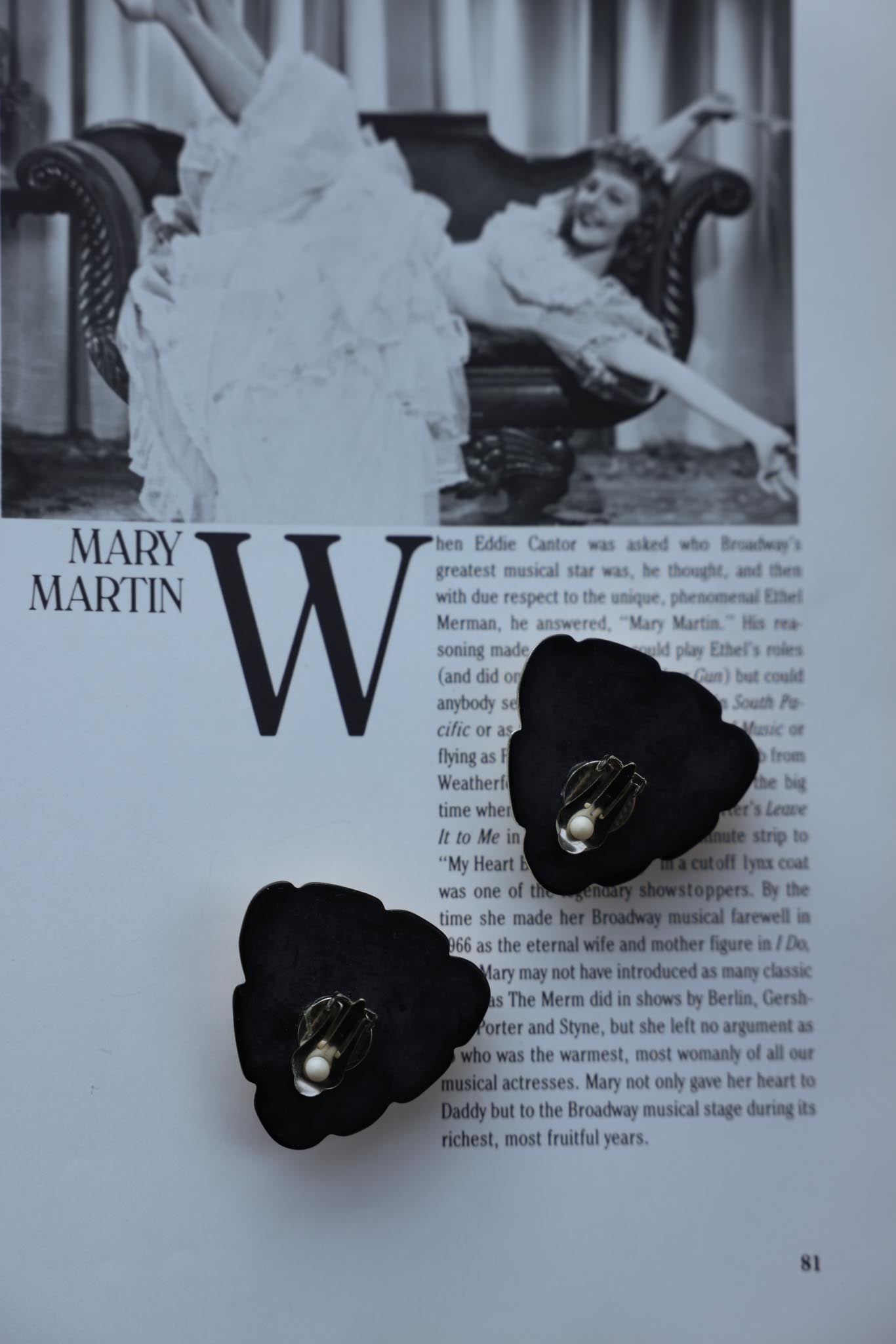 Obsidian Crest Clip On Earrings|Vintage Baazaar