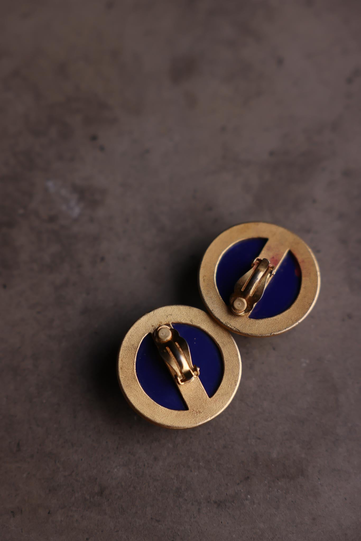 Navy And Suede Pink Statement Clip-On Earrings