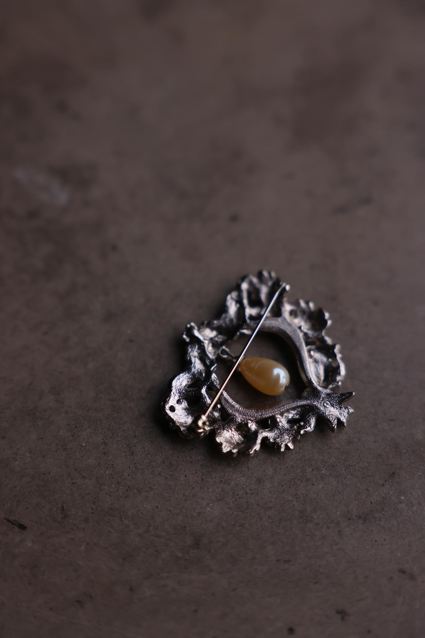 Floral Silver Pearl Brooch