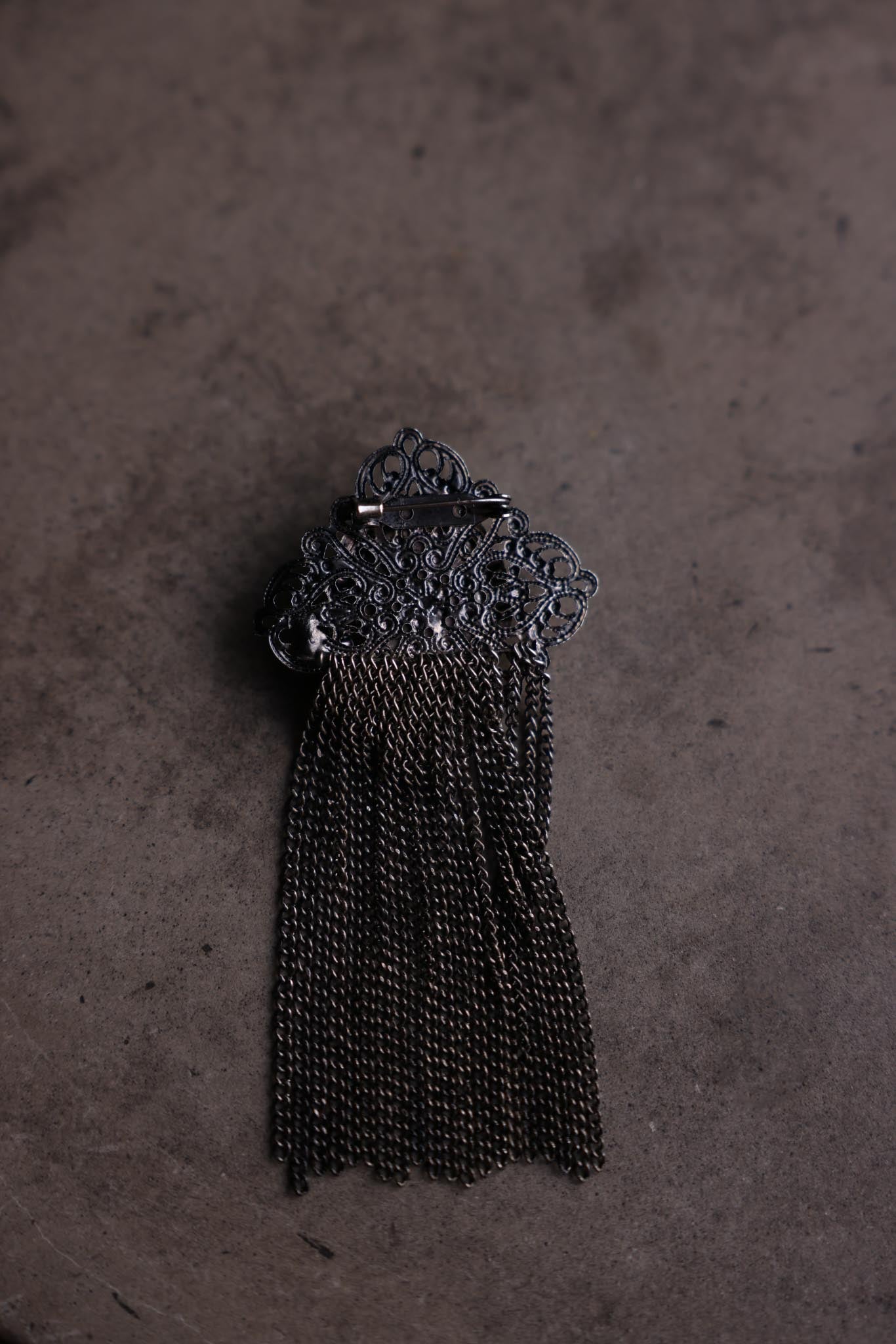 Black Filigree Pearl Brooch