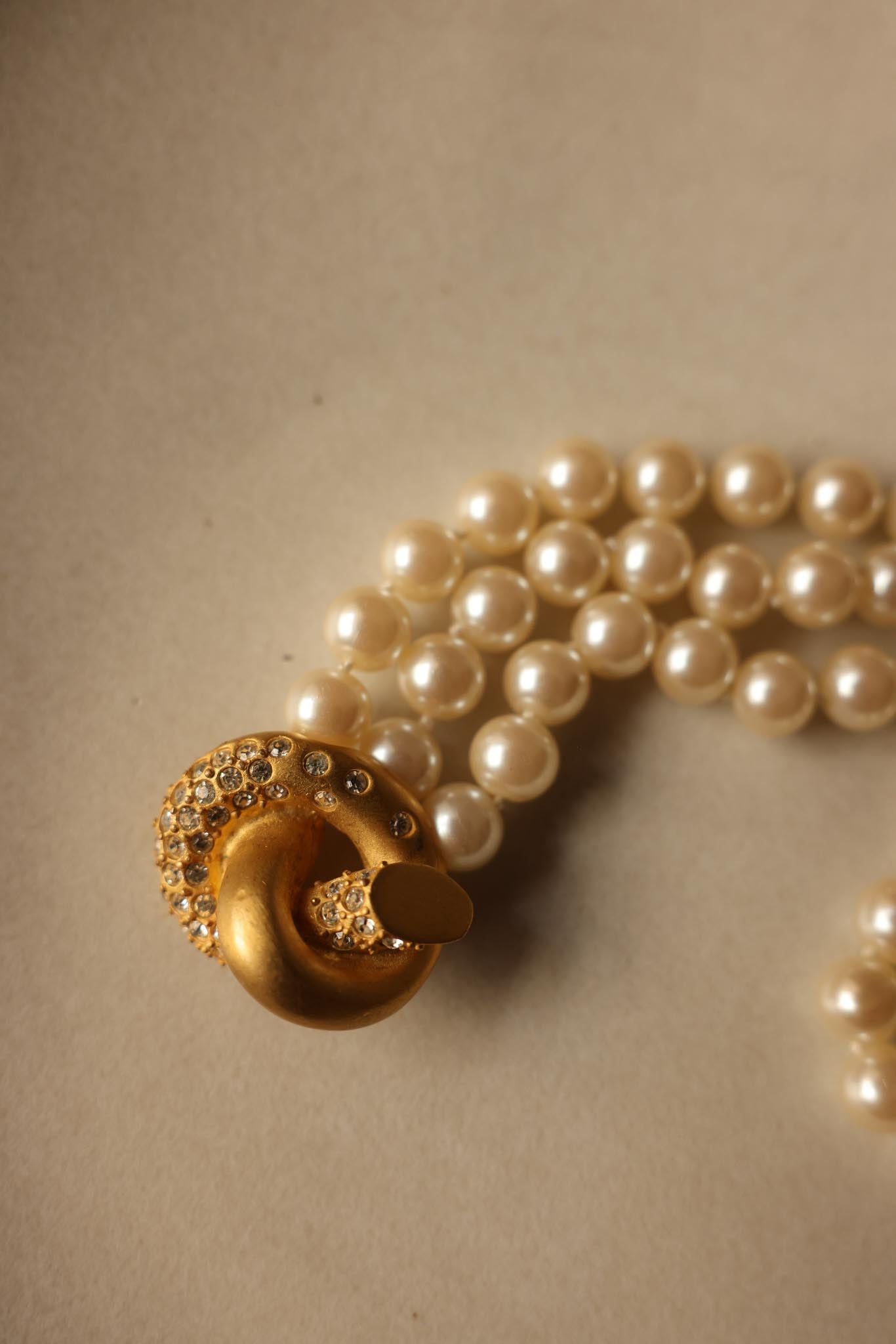 1980s Givenchy Faux Pearl & Rhinestone Bracelet