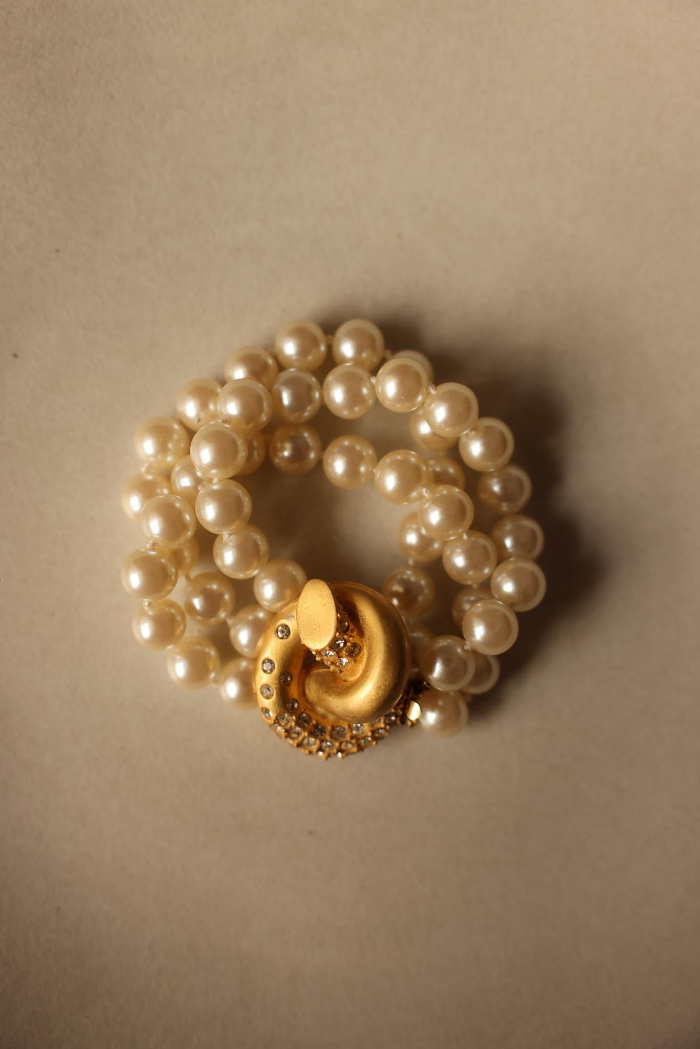 1980s Givenchy Faux Pearl & Rhinestone Bracelet