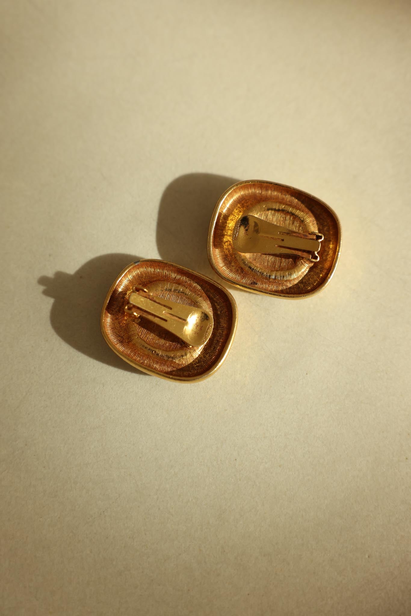 Gold And Green Cabochon Clip-On Earrings