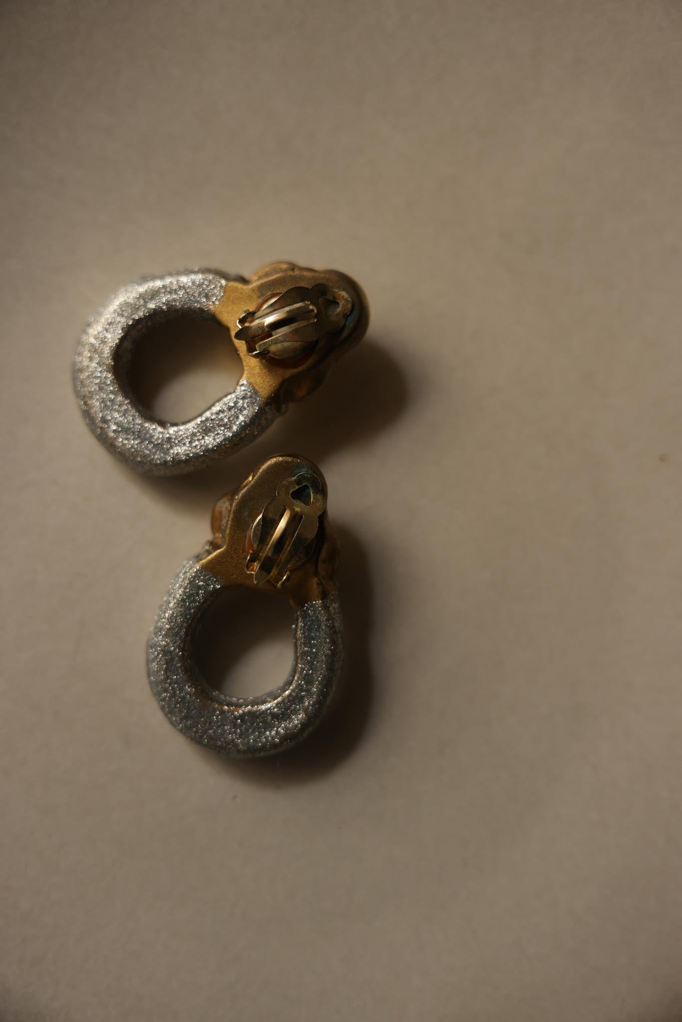 Silver & Gold Ornate Paper Clay Clip-On Earrings|Vintage Baazaar