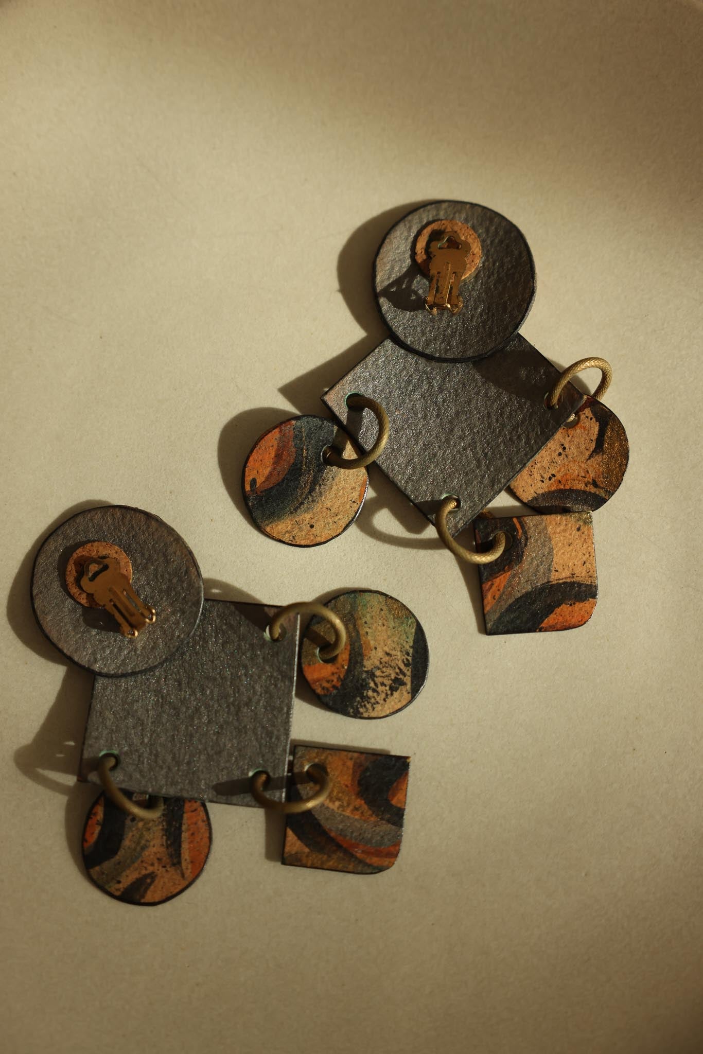 Abstract Painted Statement Clip-On Earrings