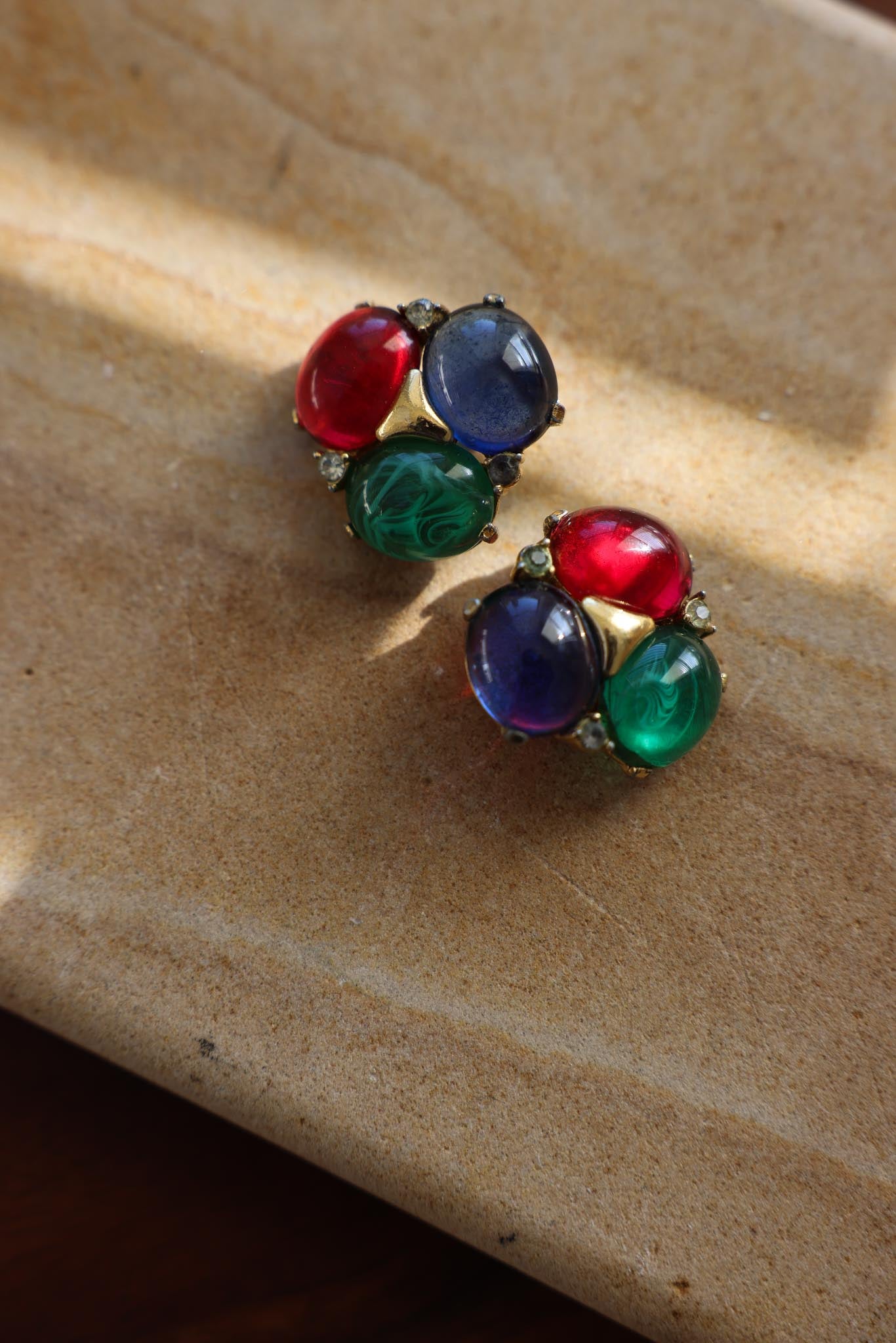 CINER Couture Poured Glass Cabochons Earrings
