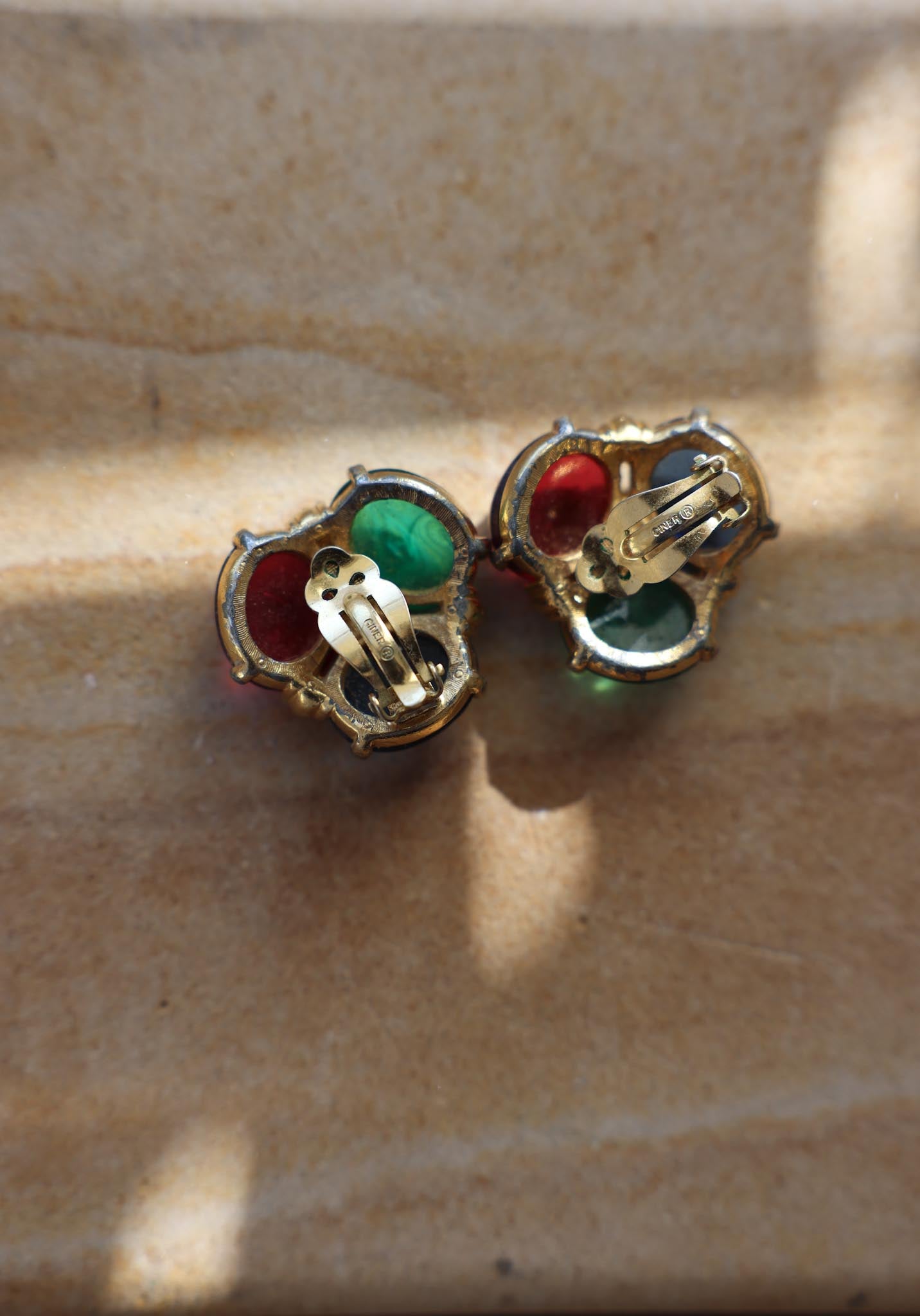 CINER Couture Poured Glass Cabochons Earrings