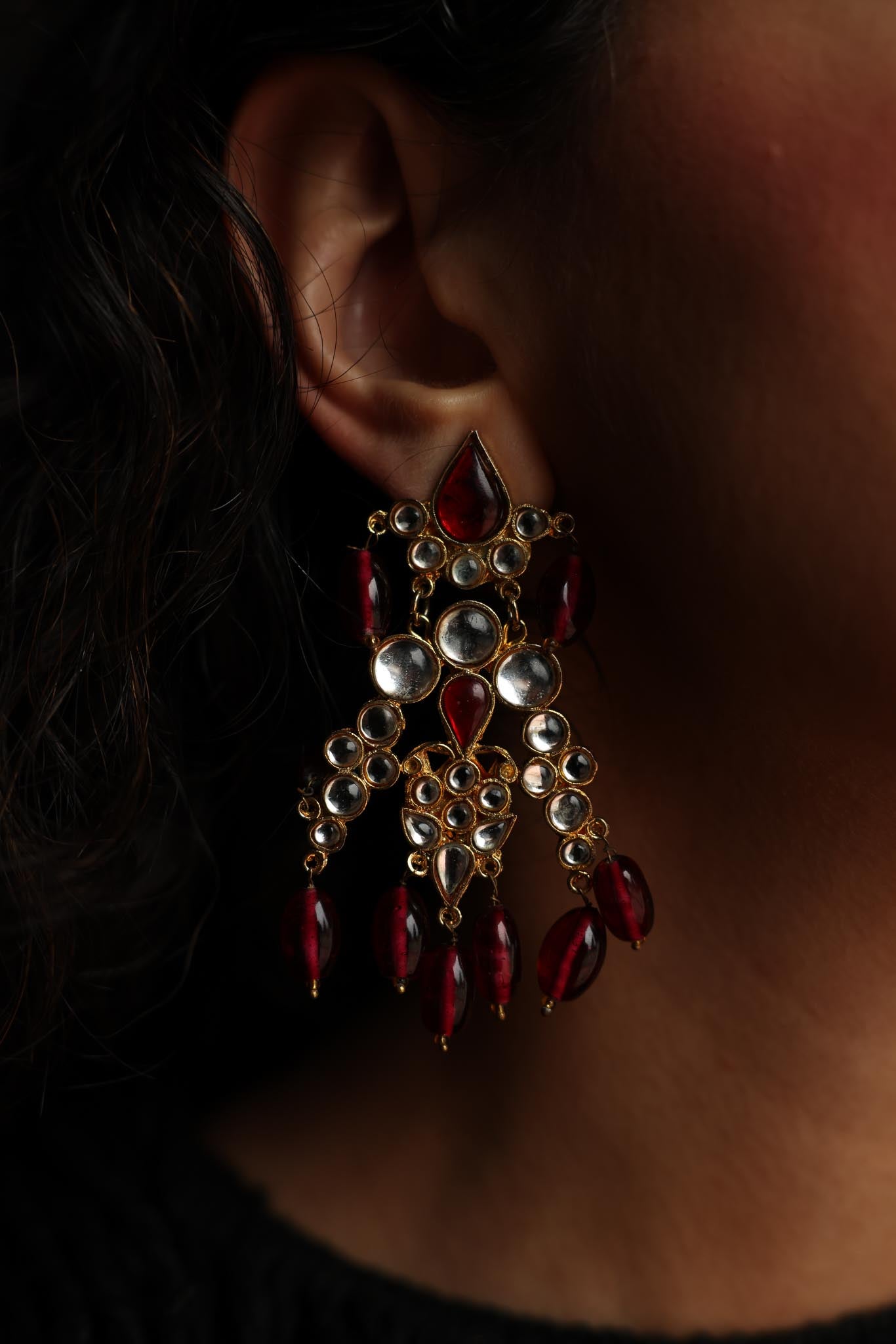 Rajwadi Bollywood Gold-Plated Dangle Earrings
