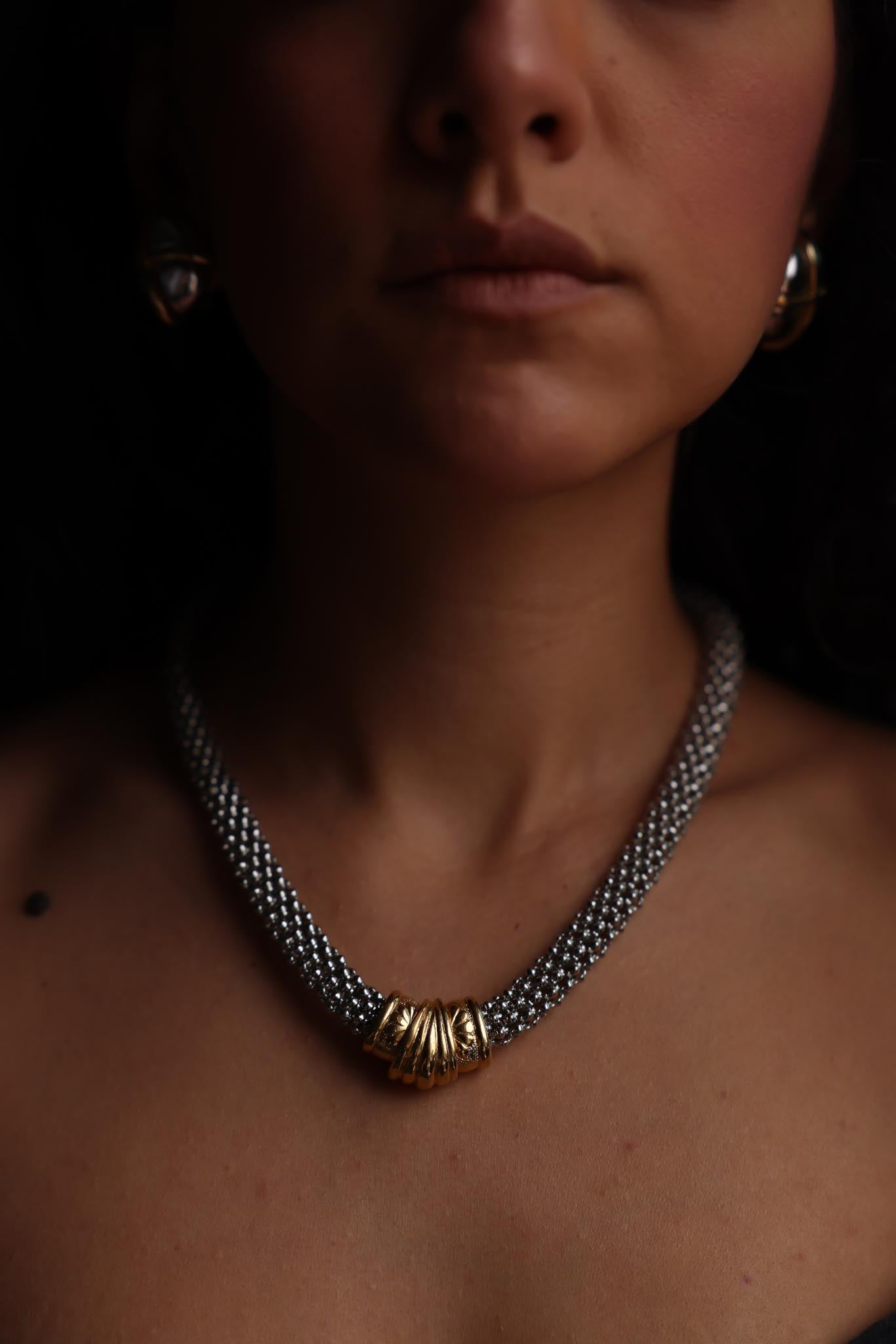 Two-Tone Mesh Magnetic Necklace