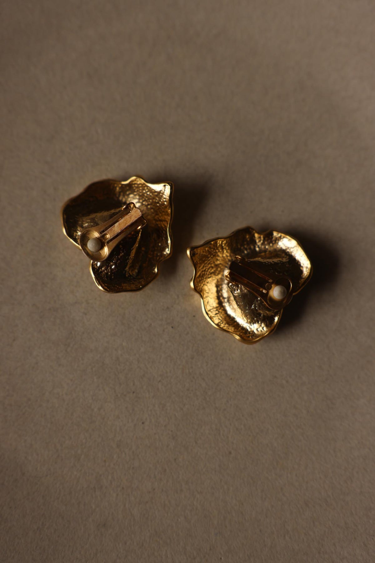 Matte Gold Calla Lily Clip-On Earrings.