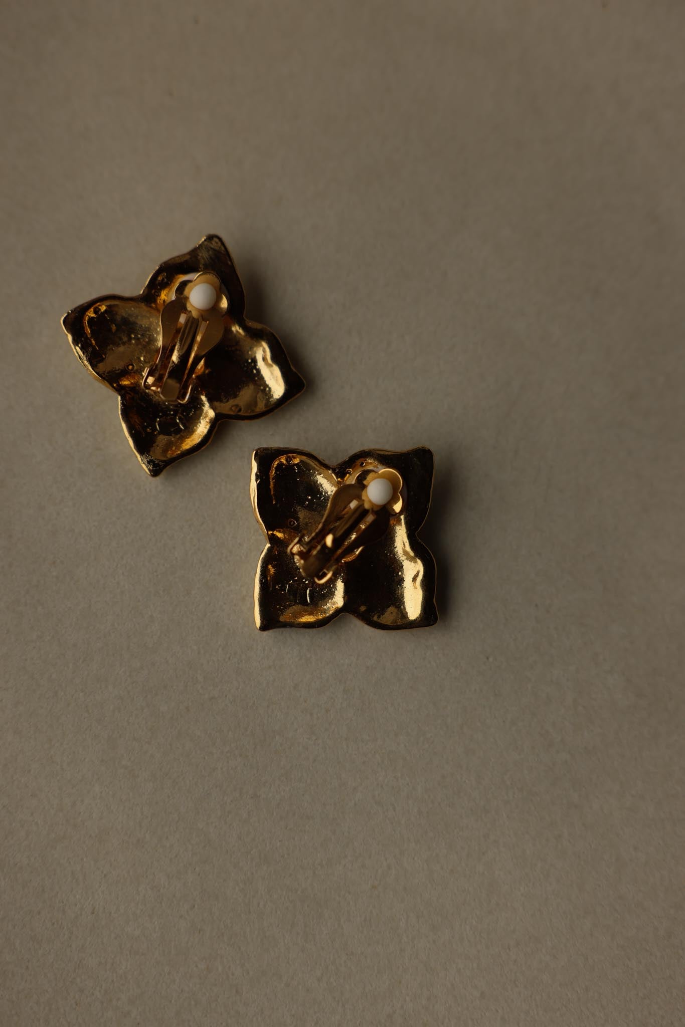Rhinestone Flower Clip-On Earrings