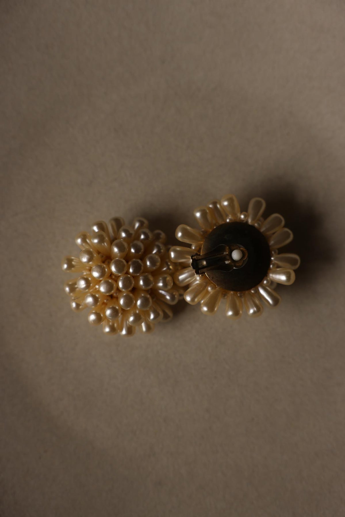 Faux Pearl Floral Cluster Statement Clip-On Earrings