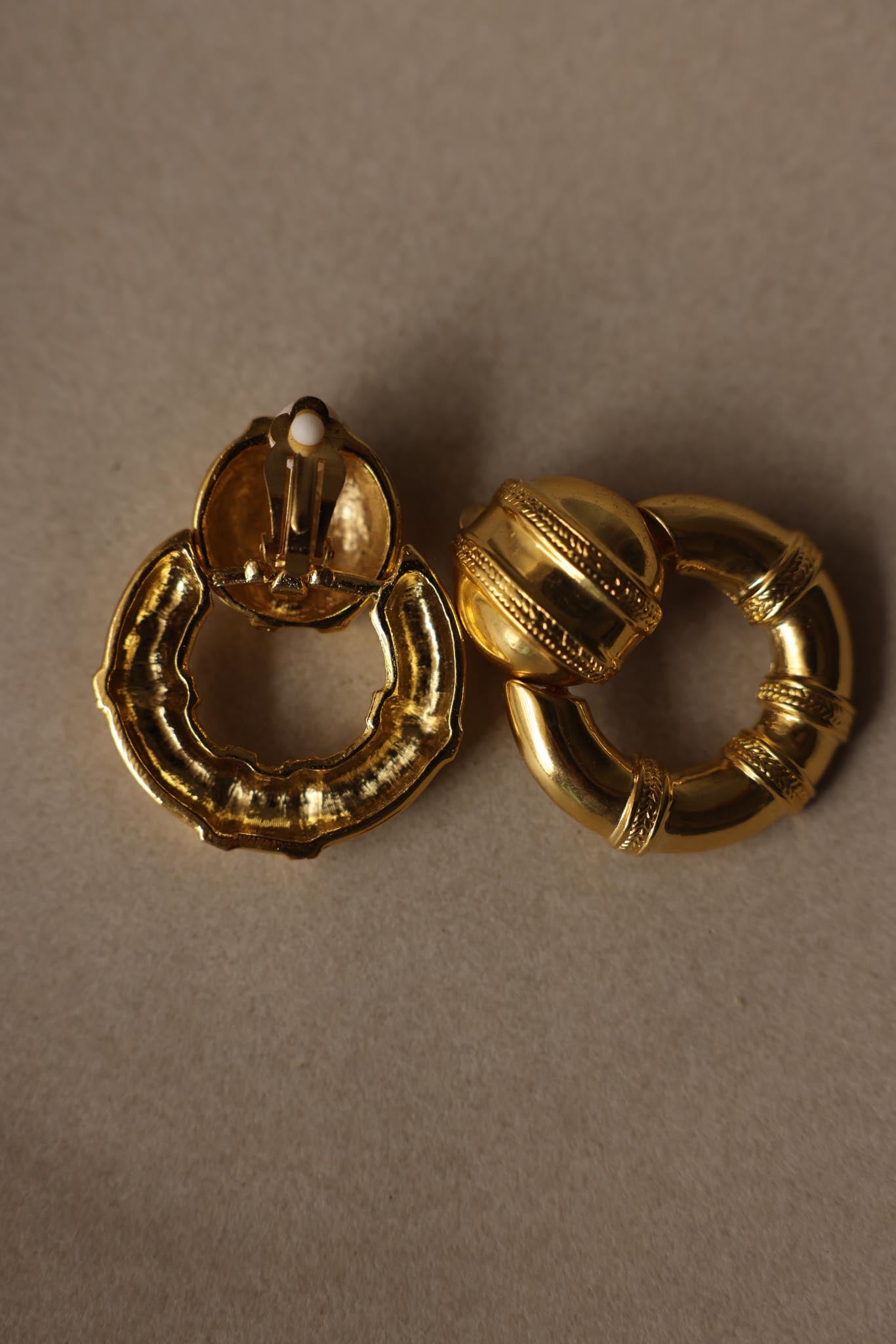 Vintage Gold Tone Door Knocker Clip-On Earrings
