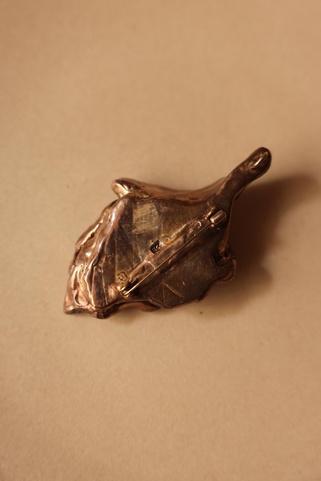 Sculptural Silver Brooch-Pendant with Black Center|Vintage Baazaar
