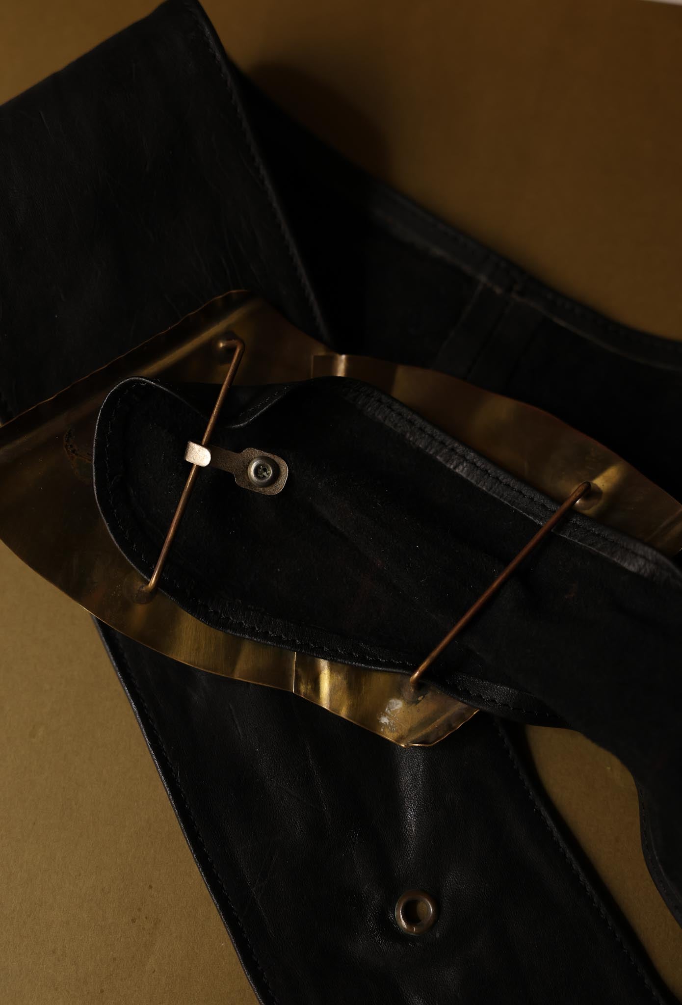 1980s Leather Belt with Copper and Stone Accents