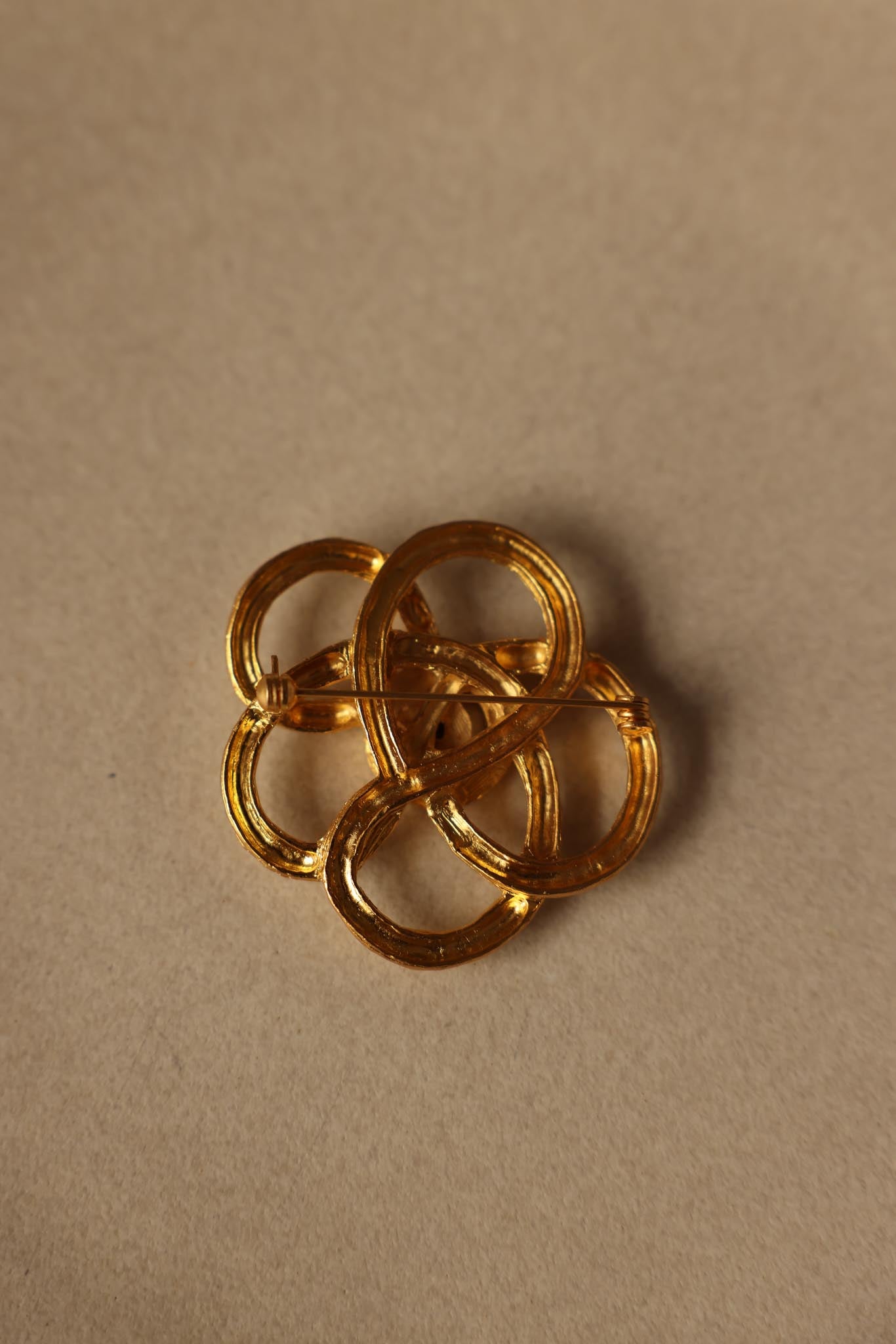 Gold-Tone Interlaced Loop Brooch