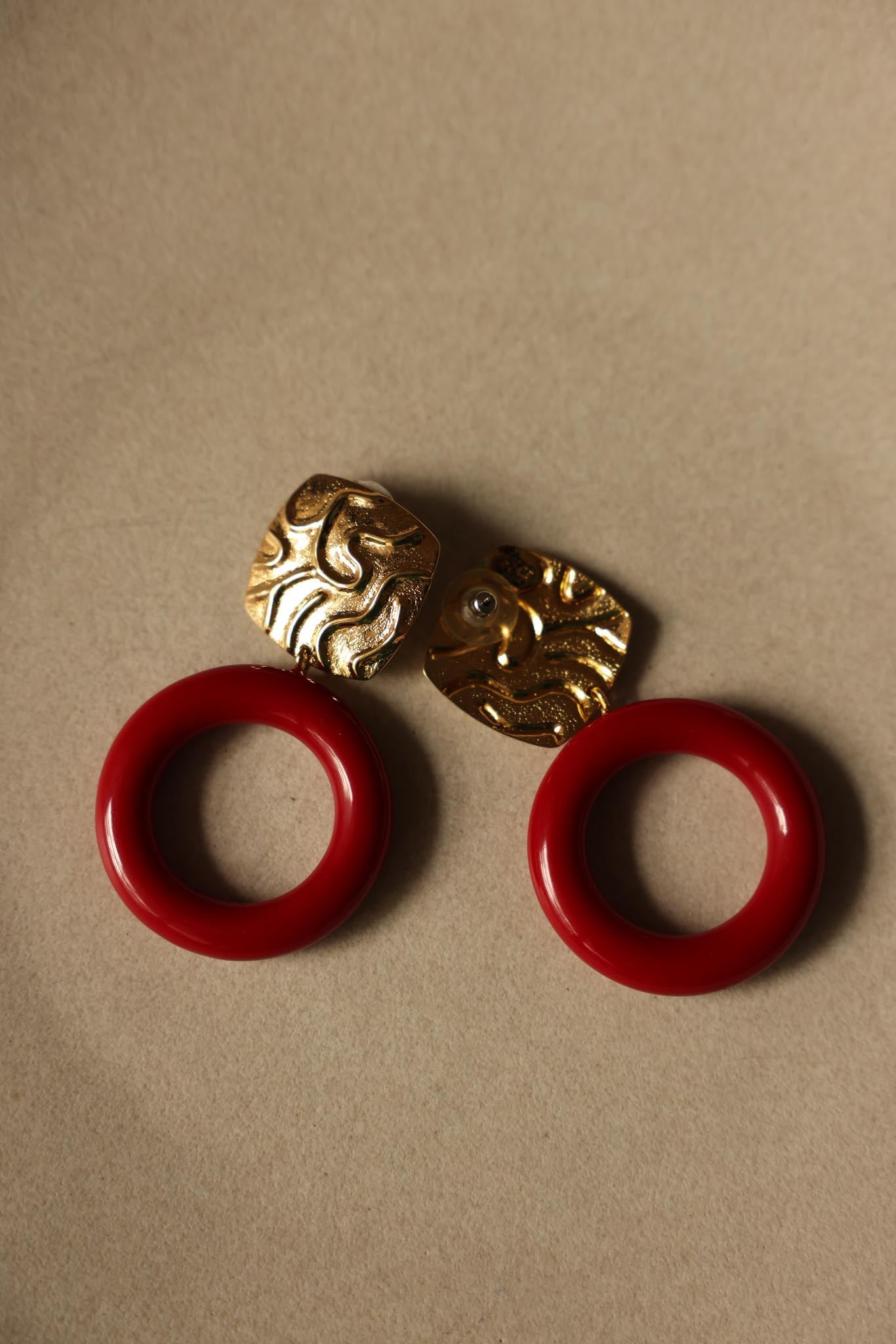 Crimson Swirl Statement Earrings|Vintage Baazaar