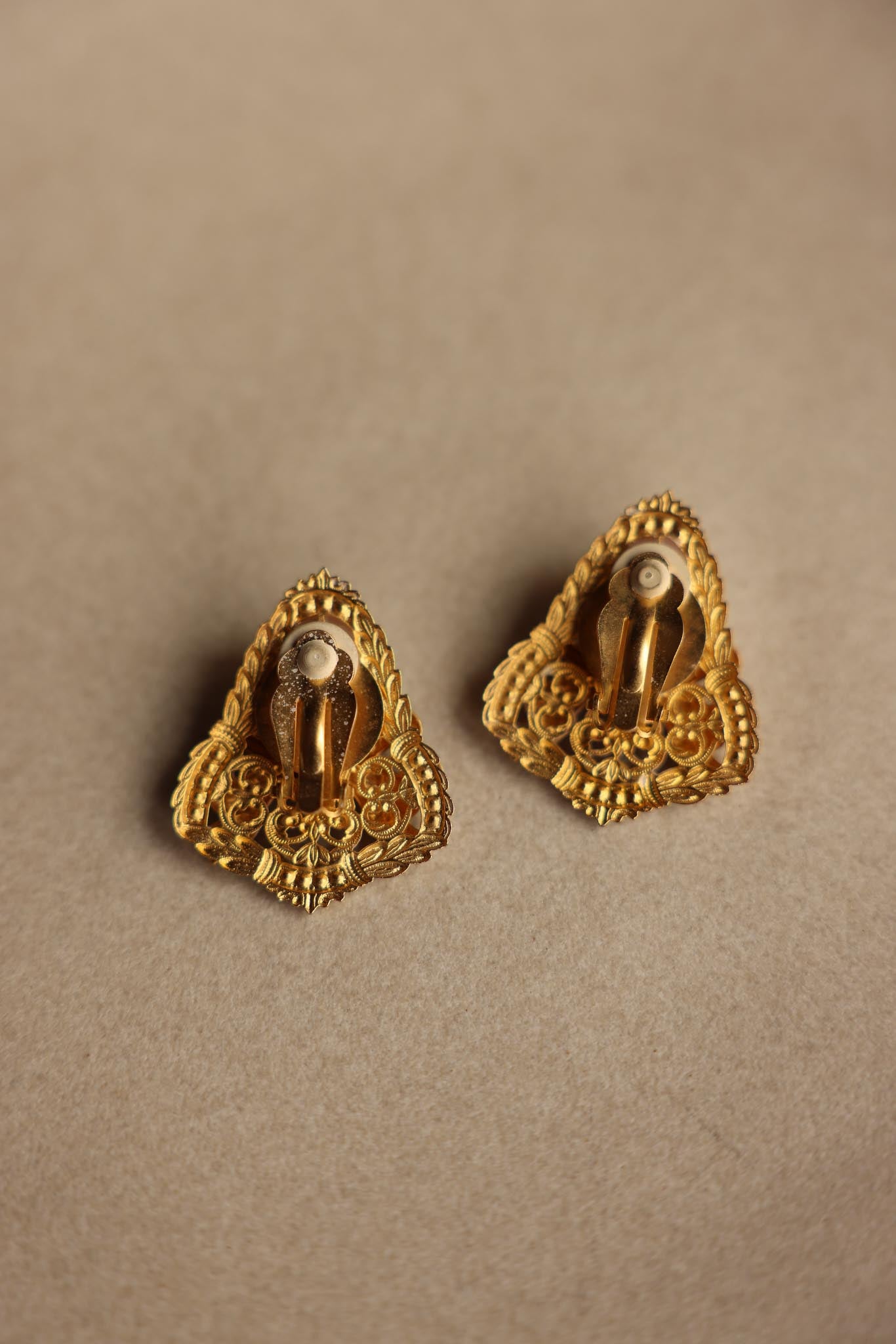 Bow Filigree Clip-On Earrings with Faux Pearls|Vintage Baazaar